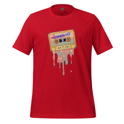 Summer Mix Tape Graphic Tee — Retro 80s Cassette Art Red