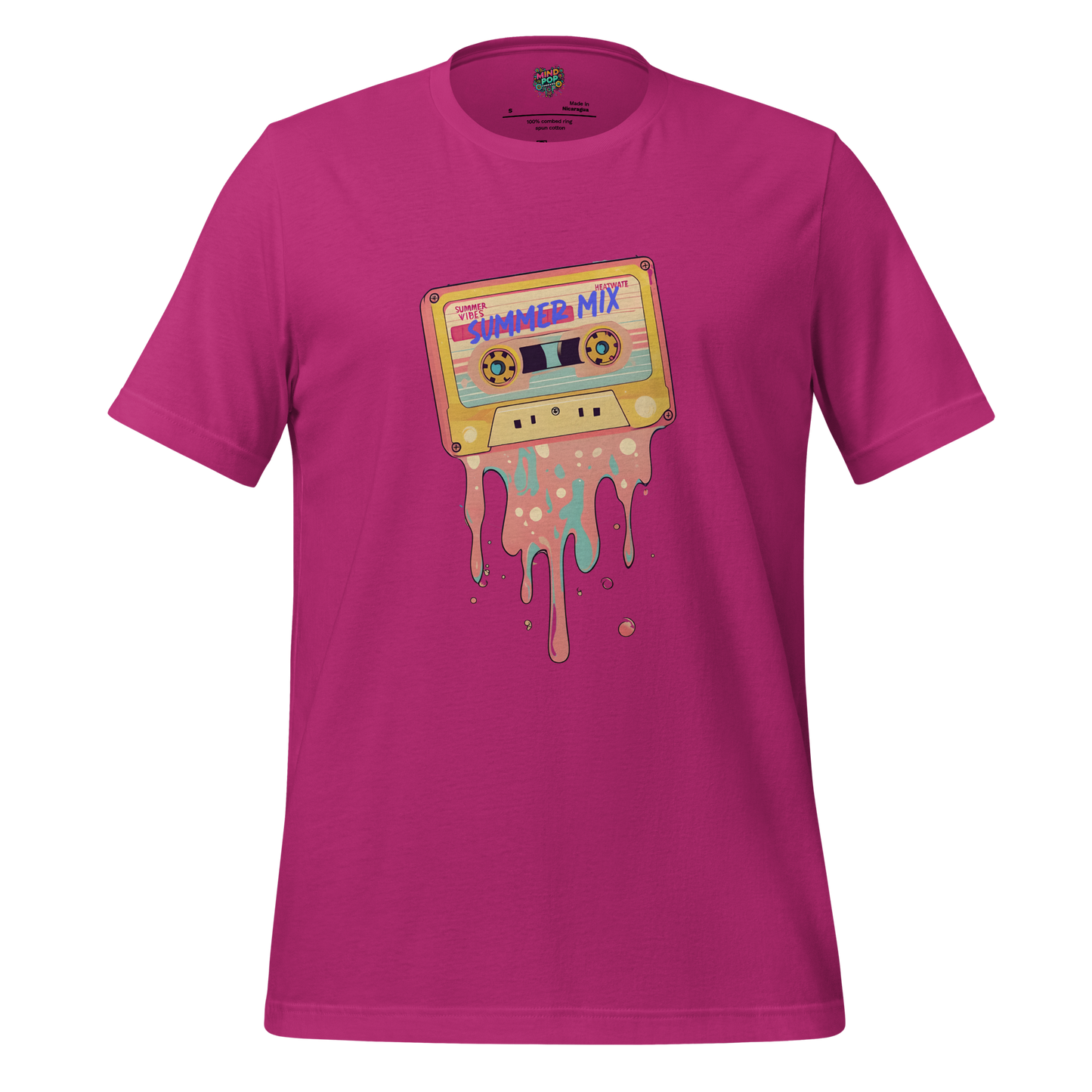 Summer Mix Tape Graphic Tee — Retro 80s Cassette Art Berry