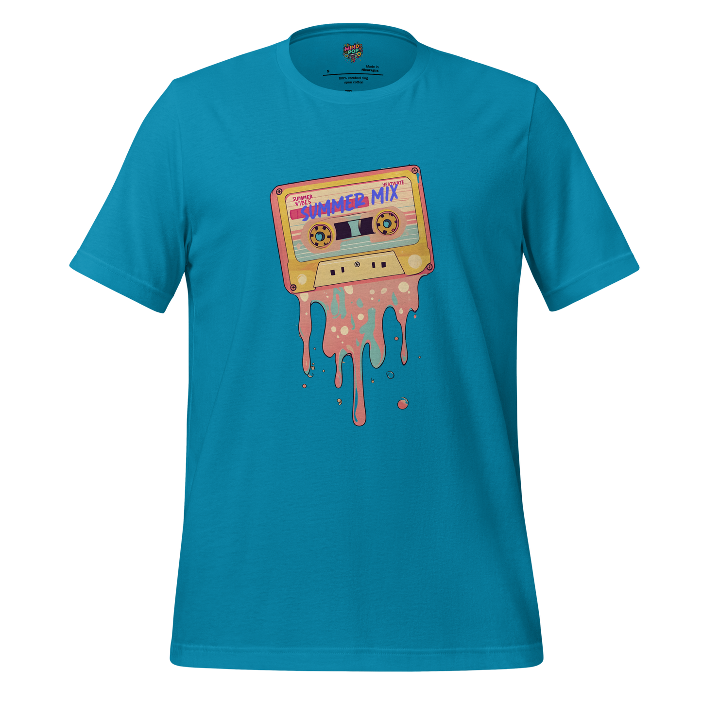 Summer Mix Tape Graphic Tee — Retro 80s Cassette Art Aqua