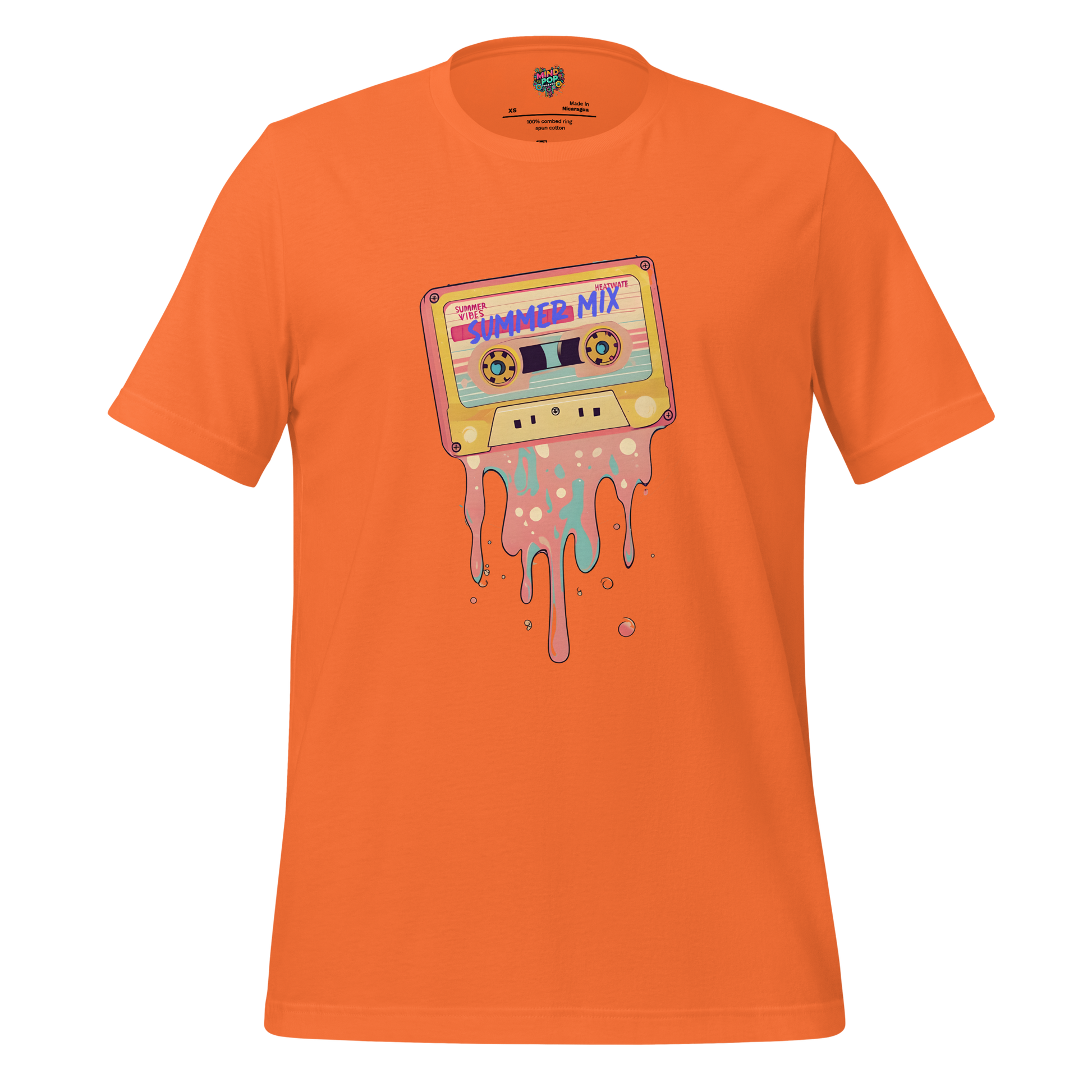Summer Mix Tape Graphic Tee — Retro 80s Cassette Art Orange
