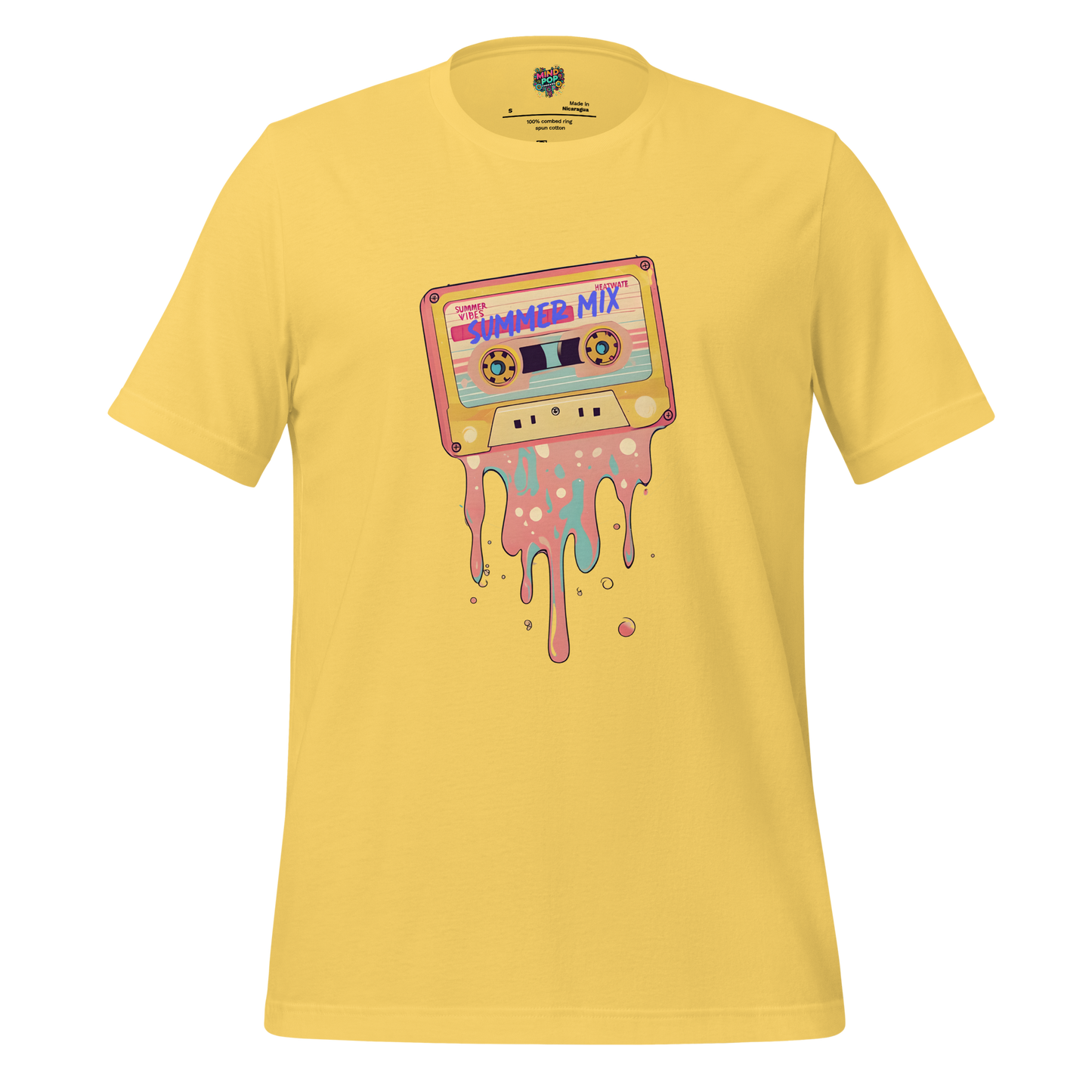 Summer Mix Tape Graphic Tee — Retro 80s Cassette Art Yellow