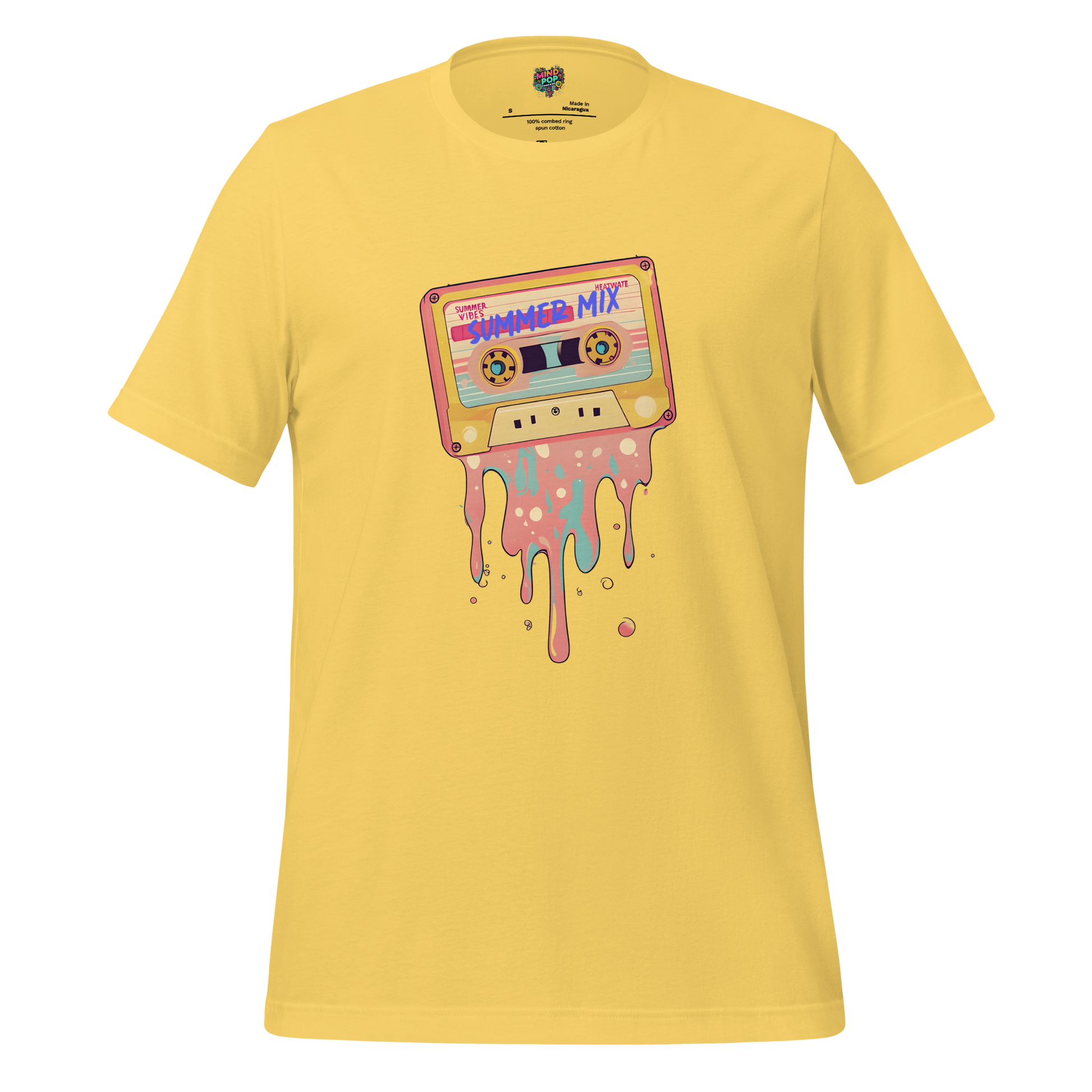 Summer Mix Tape Graphic Tee — Retro 80s Cassette Art Yellow