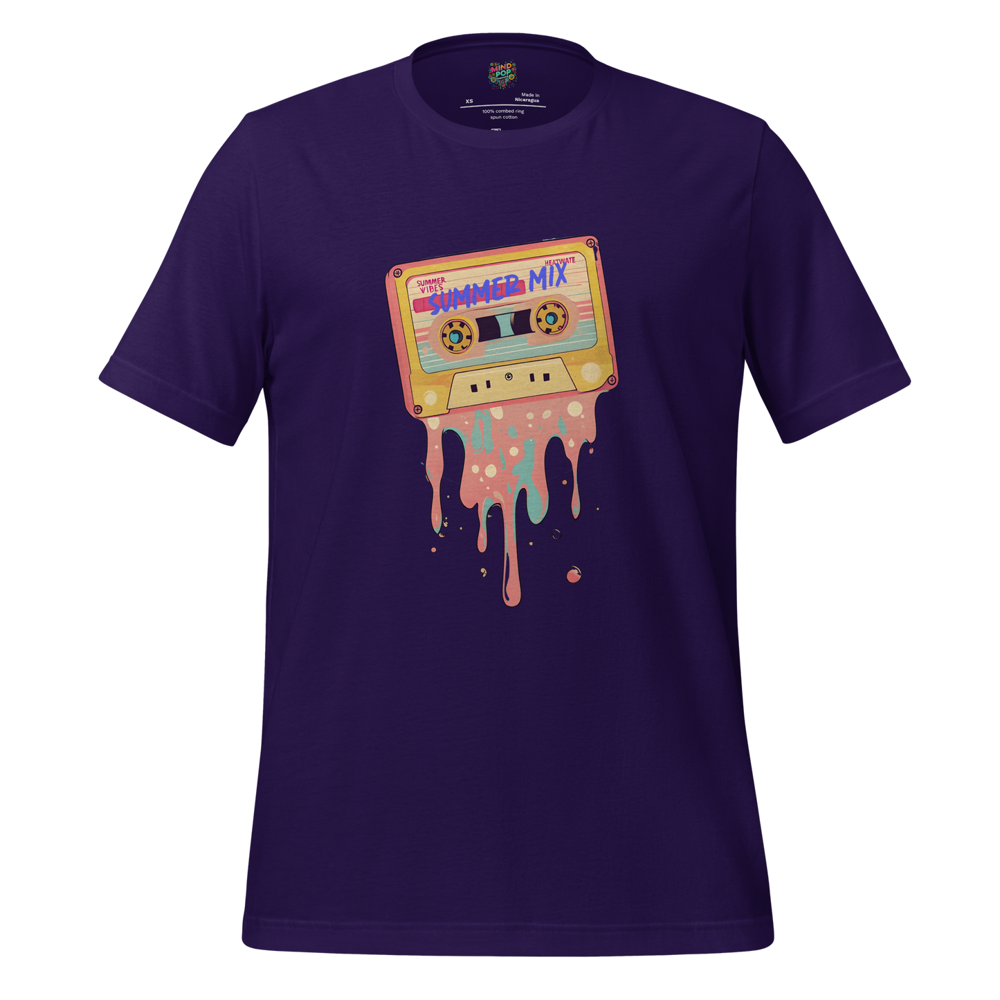 Summer Mix Tape Graphic Tee — Retro 80s Cassette Art Team Purple