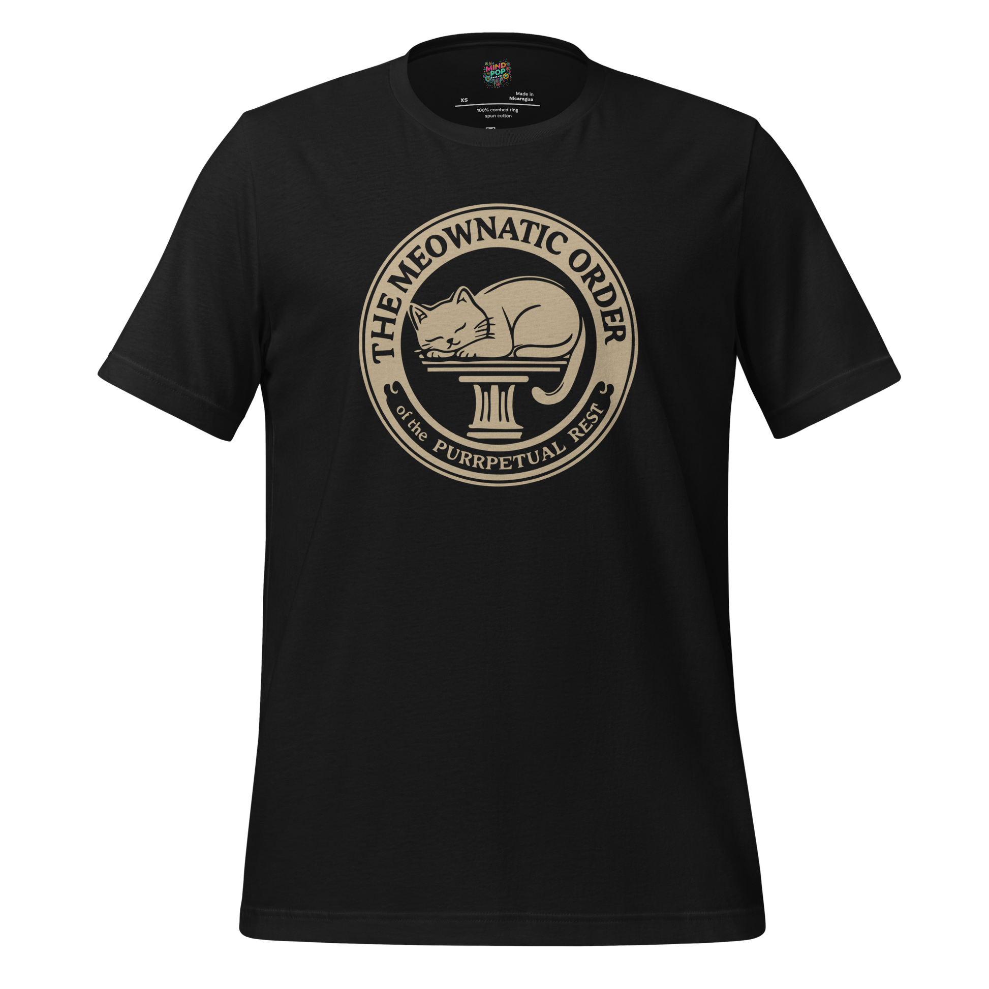 Meownatic Order Cat Cult Tee — Funny Occult Shirt Vintage Black