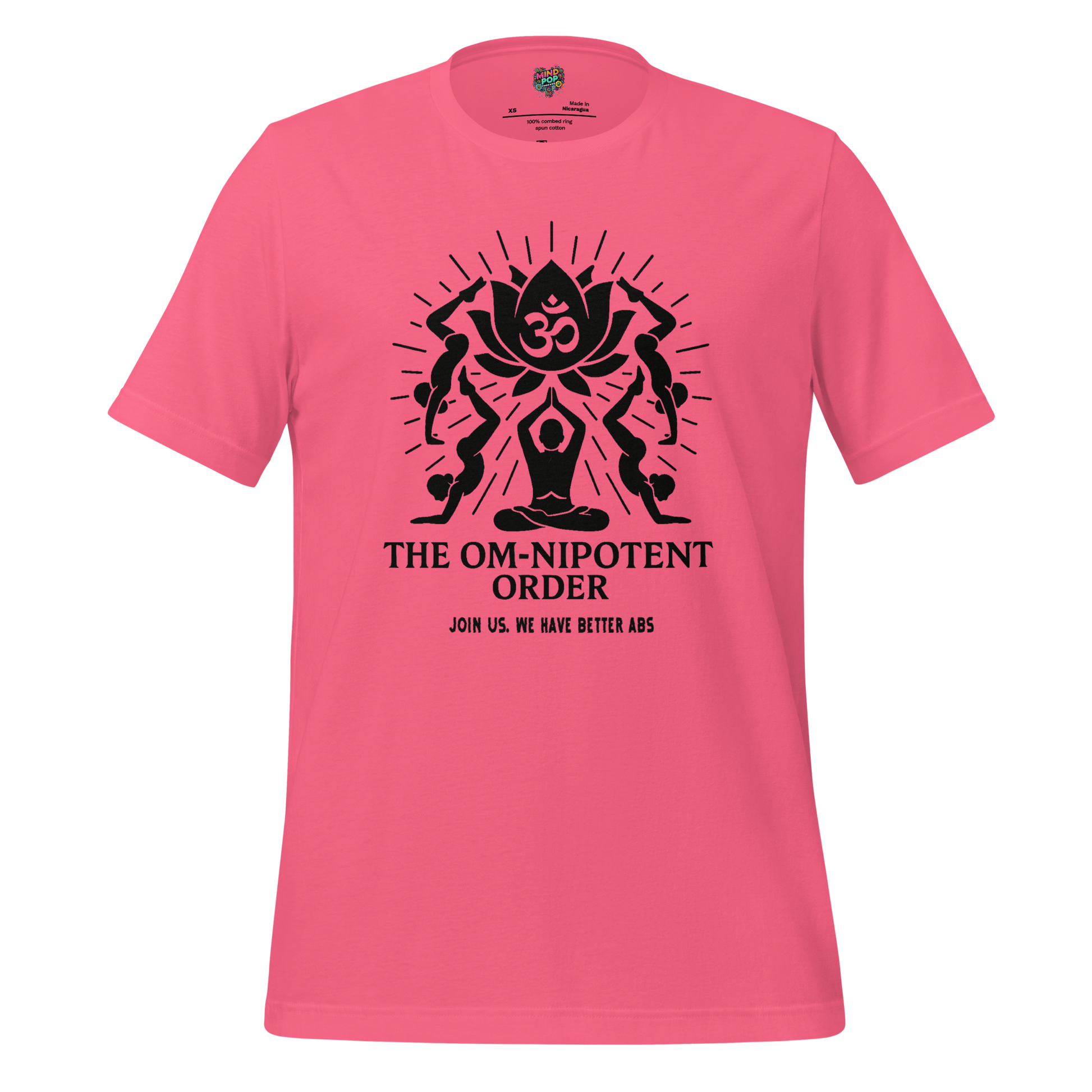 Om-nipotent Order Yoga Tee — Funny Cult Shirt Charity Pink