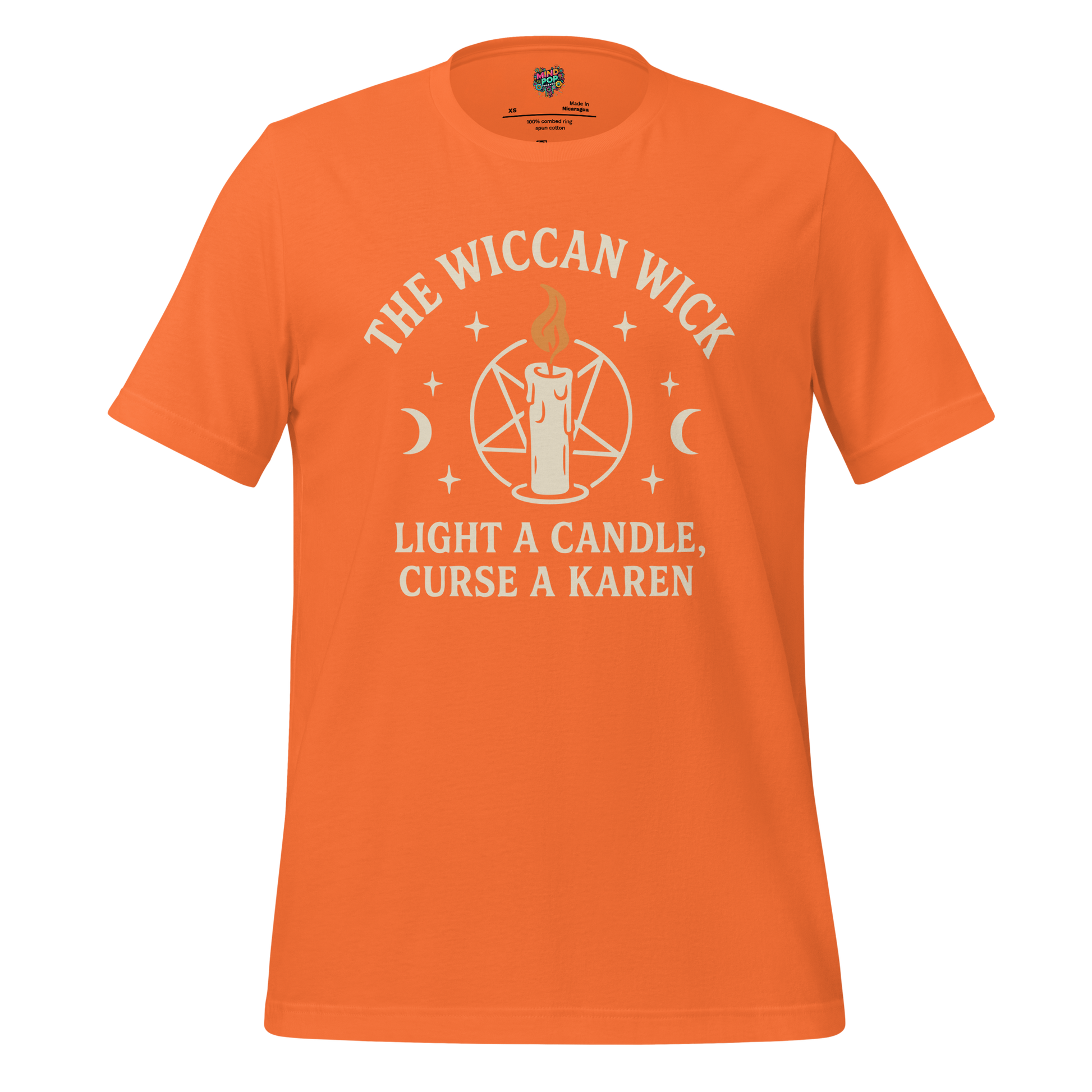 The Wiccan Wick Candle Cult Tee — Witchy Humor Shirt Orange