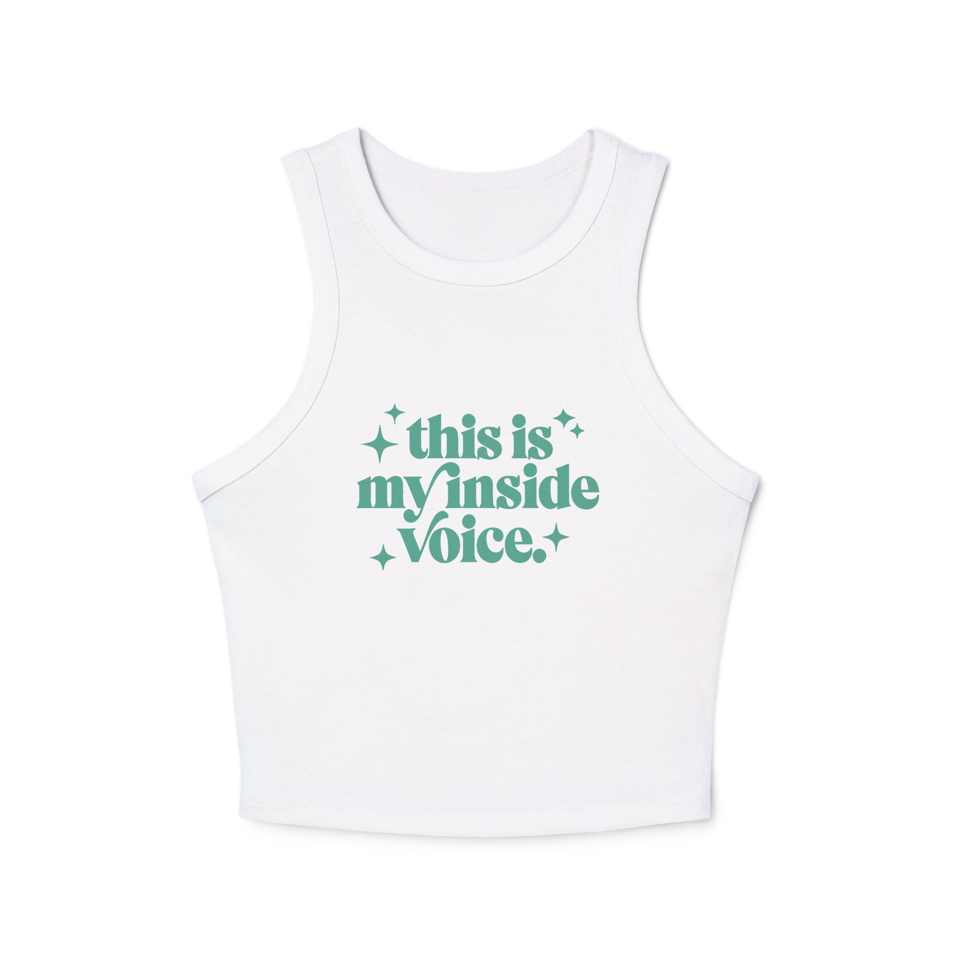This is My Inside Voice Yoga & Pilates fitted Micro-rib Racer tank Solid White Blend