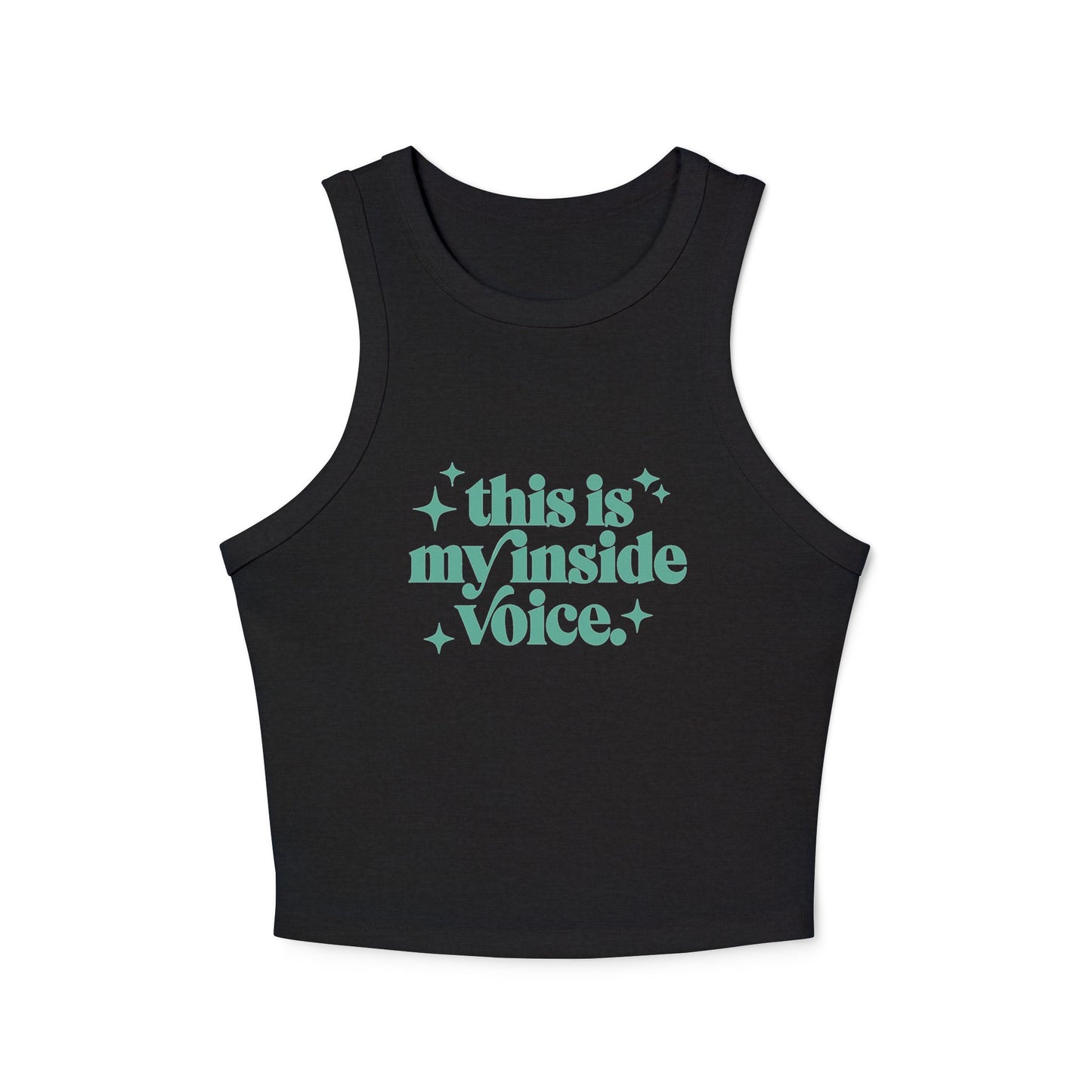 This is My Inside Voice Yoga & Pilates fitted Micro-rib Racer tank Solid Black Blend