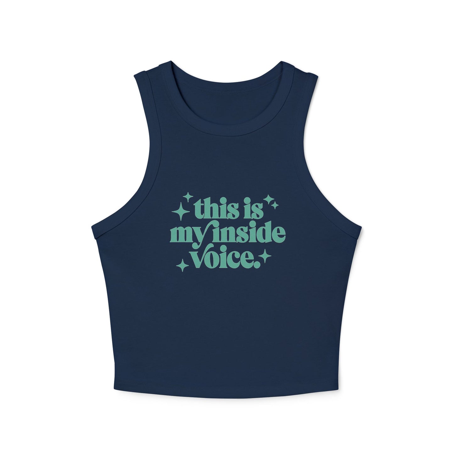 This is My Inside Voice Yoga & Pilates fitted Micro-rib Racer tank Solid Navy Blend