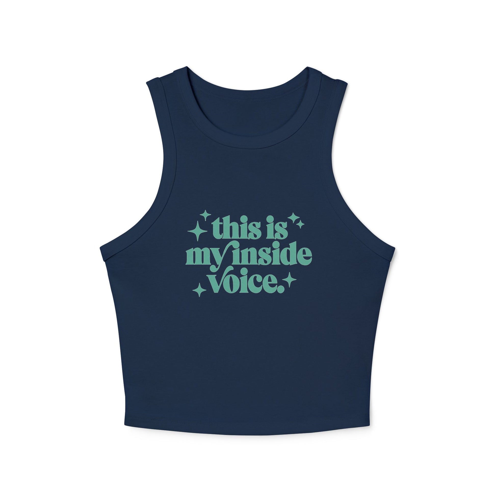 This is My Inside Voice Yoga & Pilates fitted Micro-rib Racer tank Solid Navy Blend