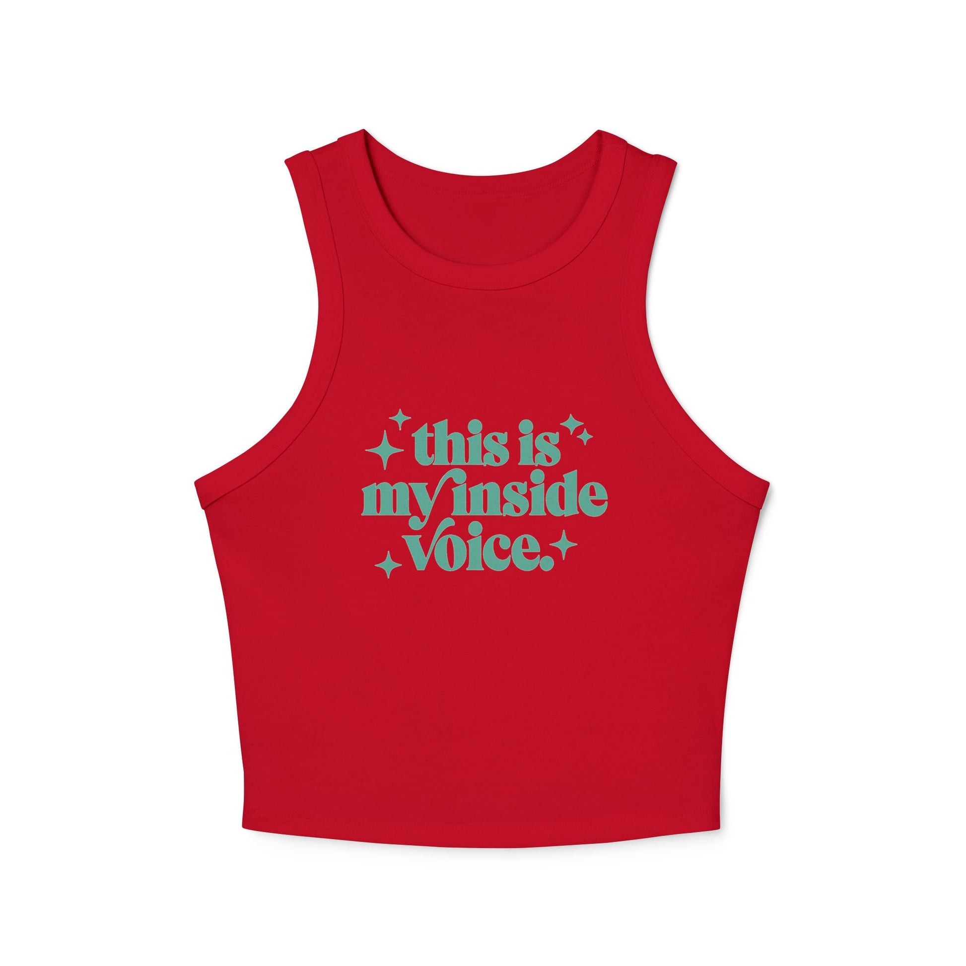 This is My Inside Voice Yoga & Pilates fitted Micro-rib Racer tank Solid Red Blend