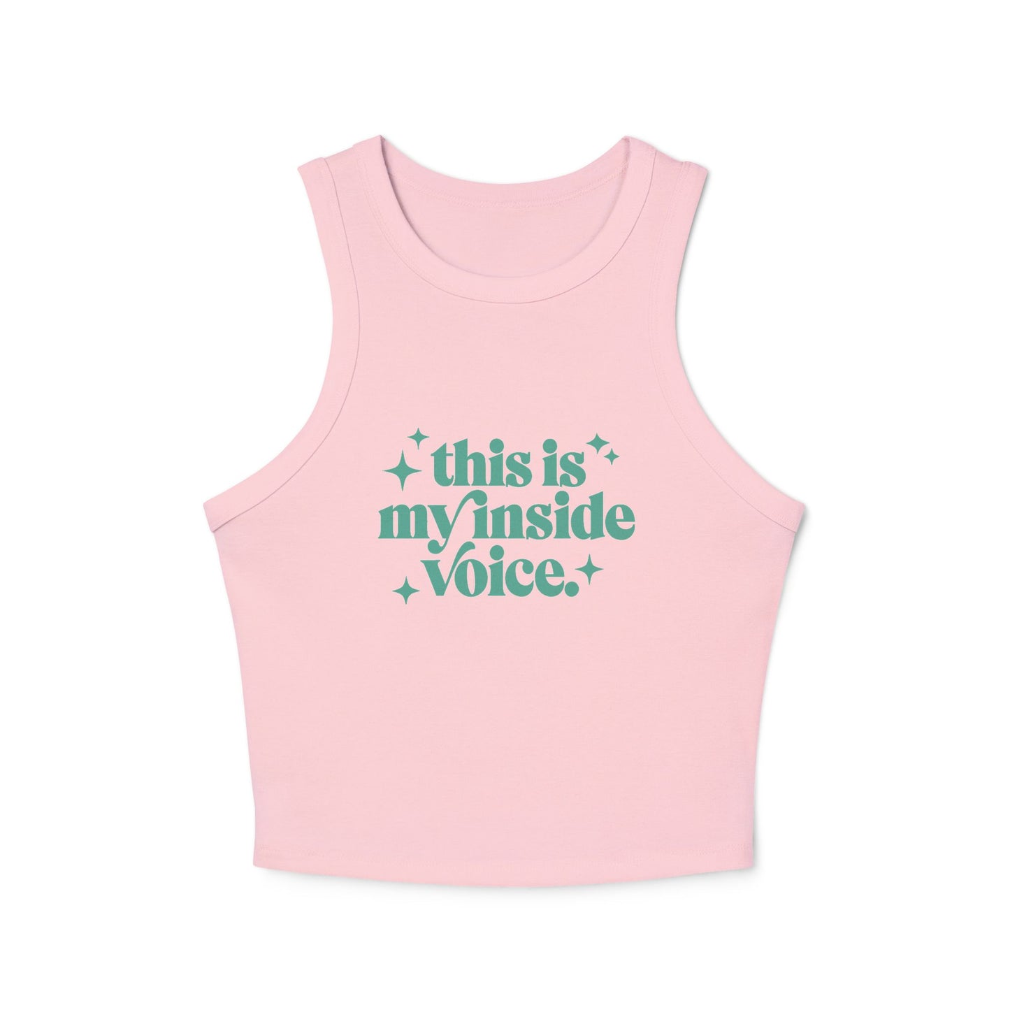 This is My Inside Voice Yoga & Pilates fitted Micro-rib Racer tank Solid Pink Blend