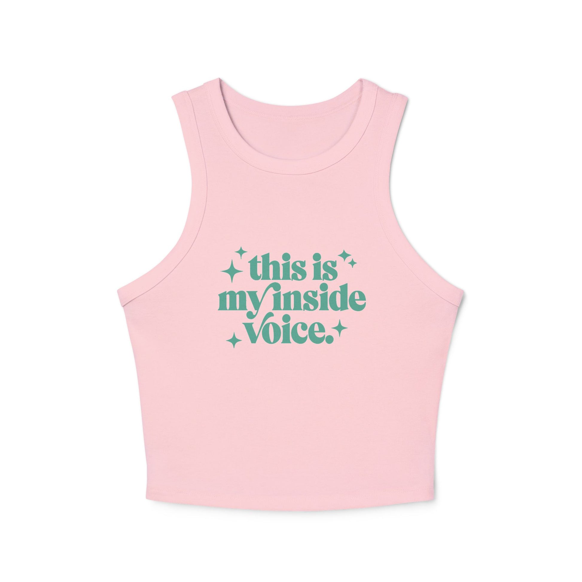 This is My Inside Voice Yoga & Pilates fitted Micro-rib Racer tank Solid Pink Blend