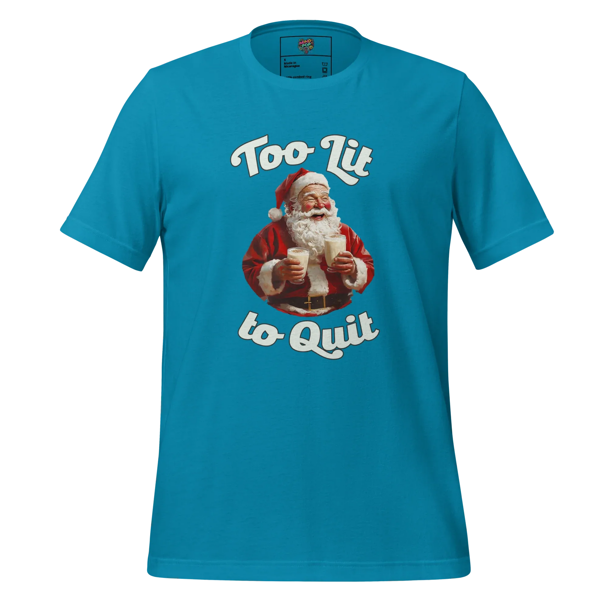 To Lit to Quit Santa Shirt Aqua