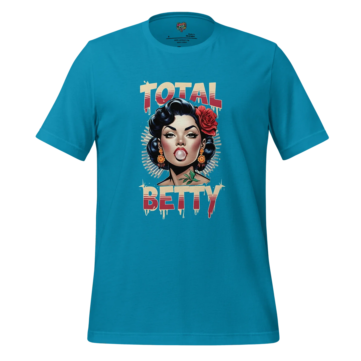 Total Betty – Chola Style Bubble Gum Babe Shirt Aqua