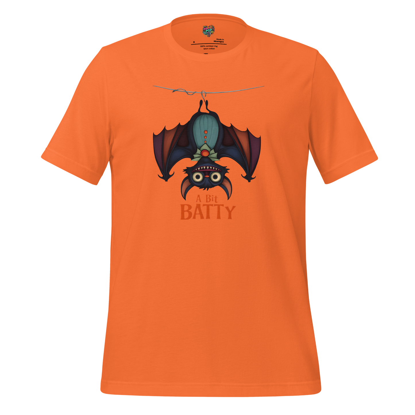 Unhinged Quirky Bat -ty Cotton Shirt for Halloween Weirdos Orange