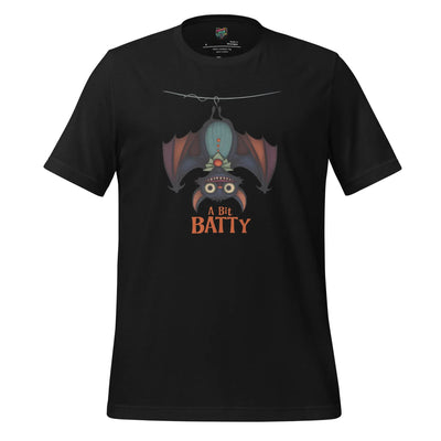 Unhinged Quirky Bat -ty Cotton Shirt for Halloween Weirdos Vintage Black