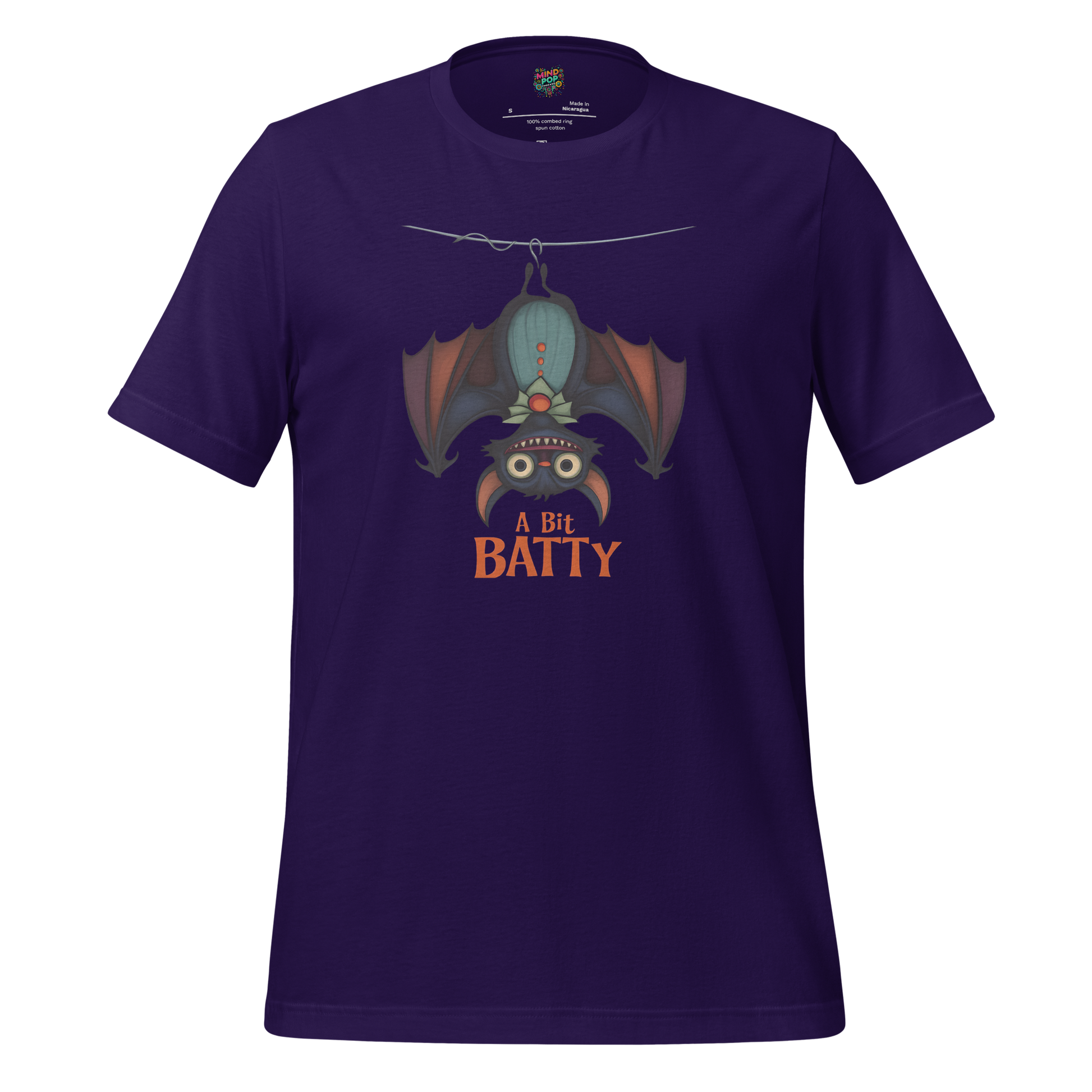 Unhinged Quirky Bat -ty Cotton Shirt for Halloween Weirdos Team Purple
