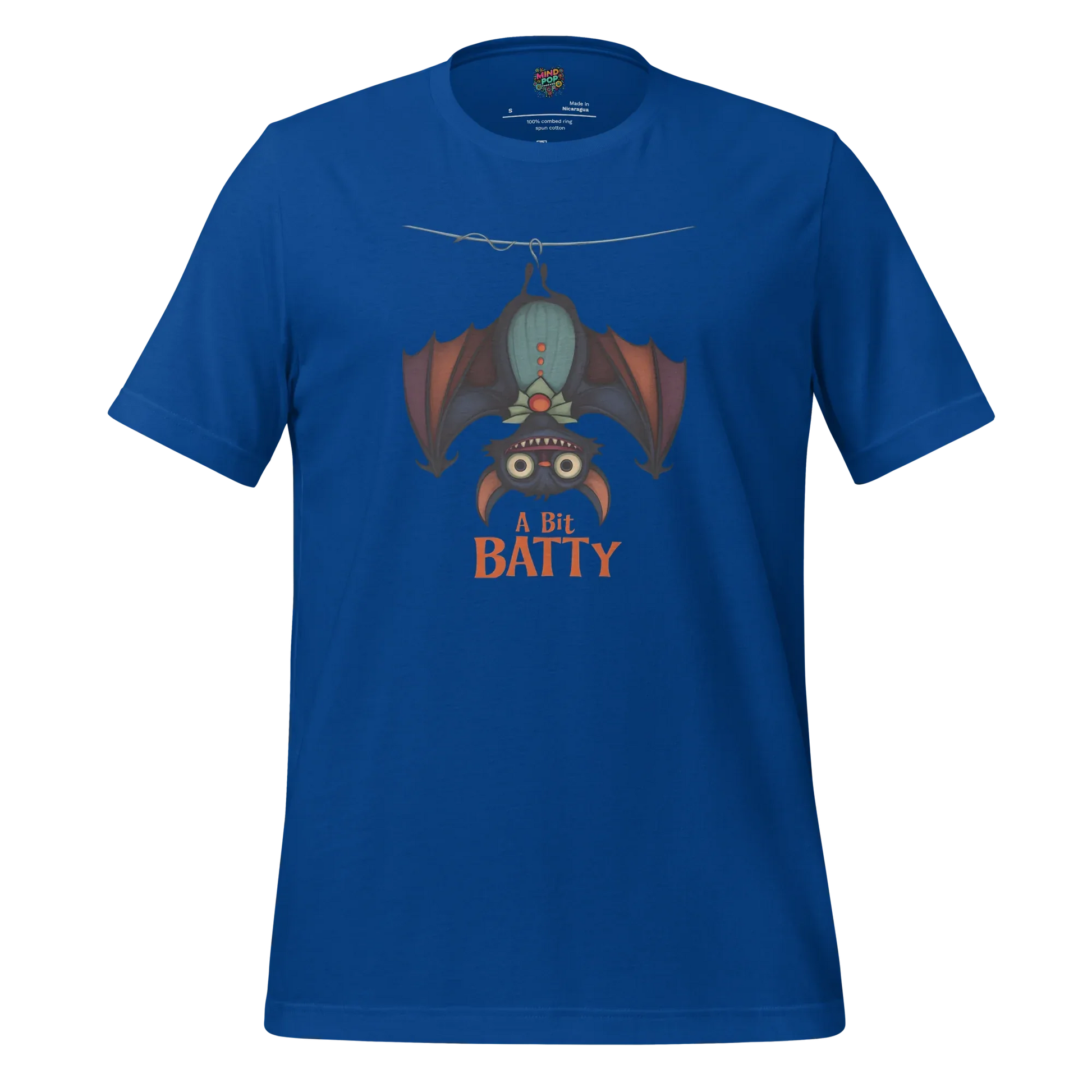 Unhinged Quirky Bat -ty Cotton Shirt for Halloween Weirdos True Royal