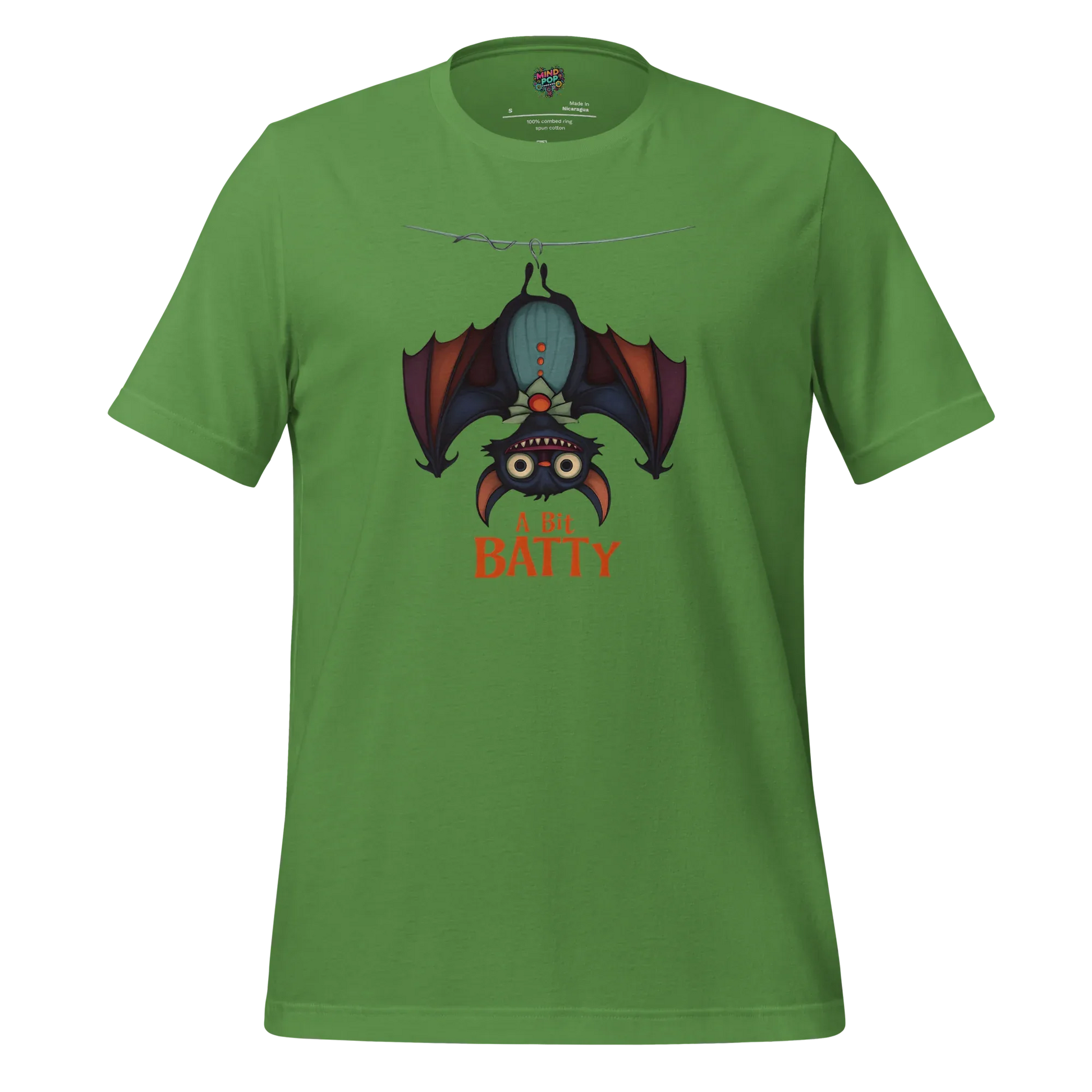 Unhinged Quirky Bat -ty Cotton Shirt for Halloween Weirdos Leaf