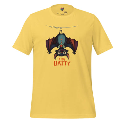 Unhinged Quirky Bat -ty Cotton Shirt for Halloween Weirdos Yellow