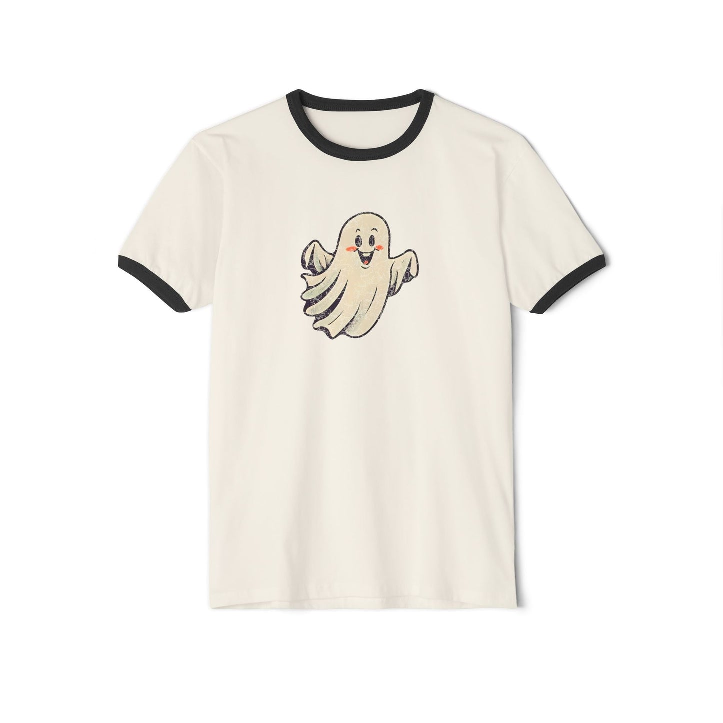 Vintage Ghost Ringer T-Shirt Natural Black