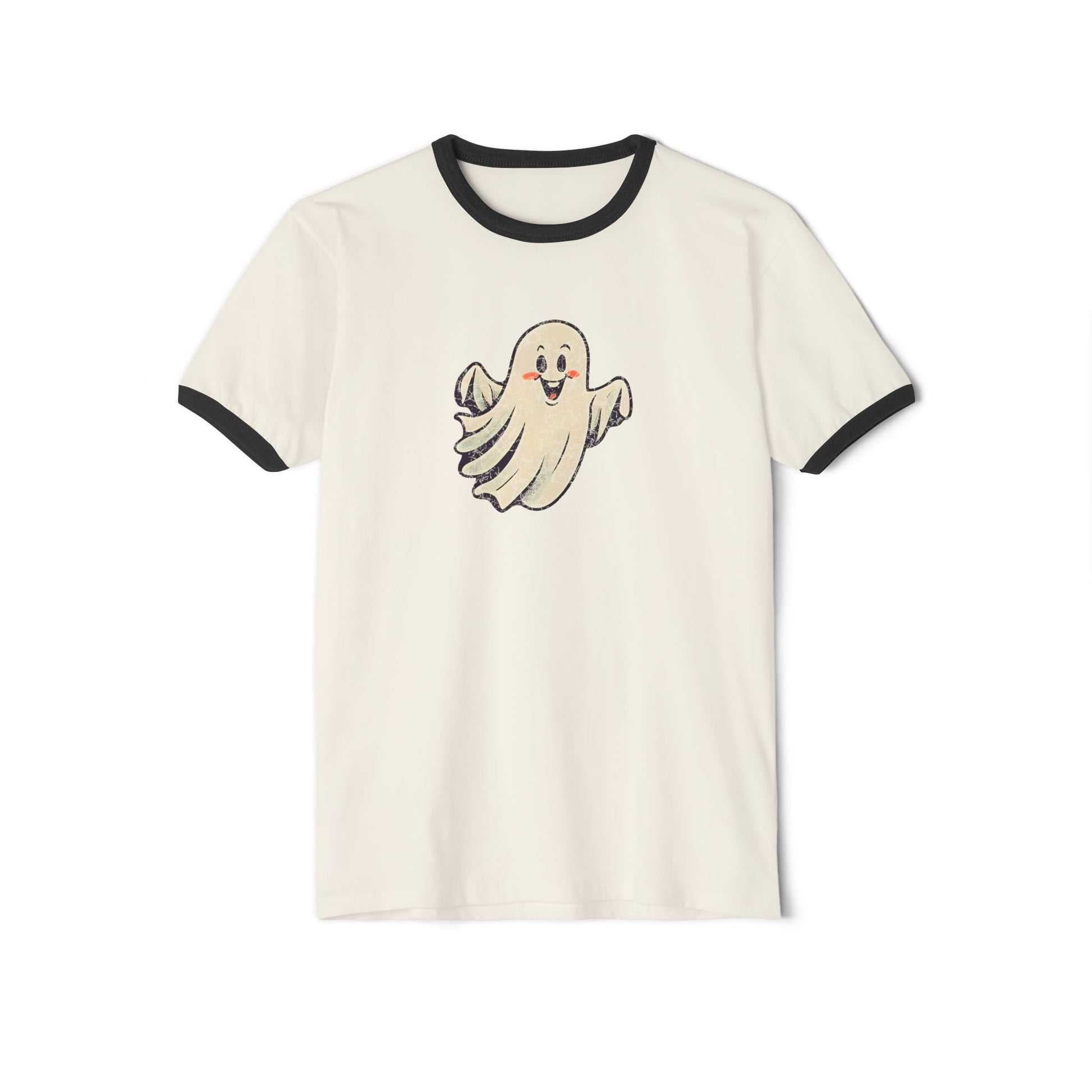 Vintage Ghost Ringer T-Shirt Natural Black