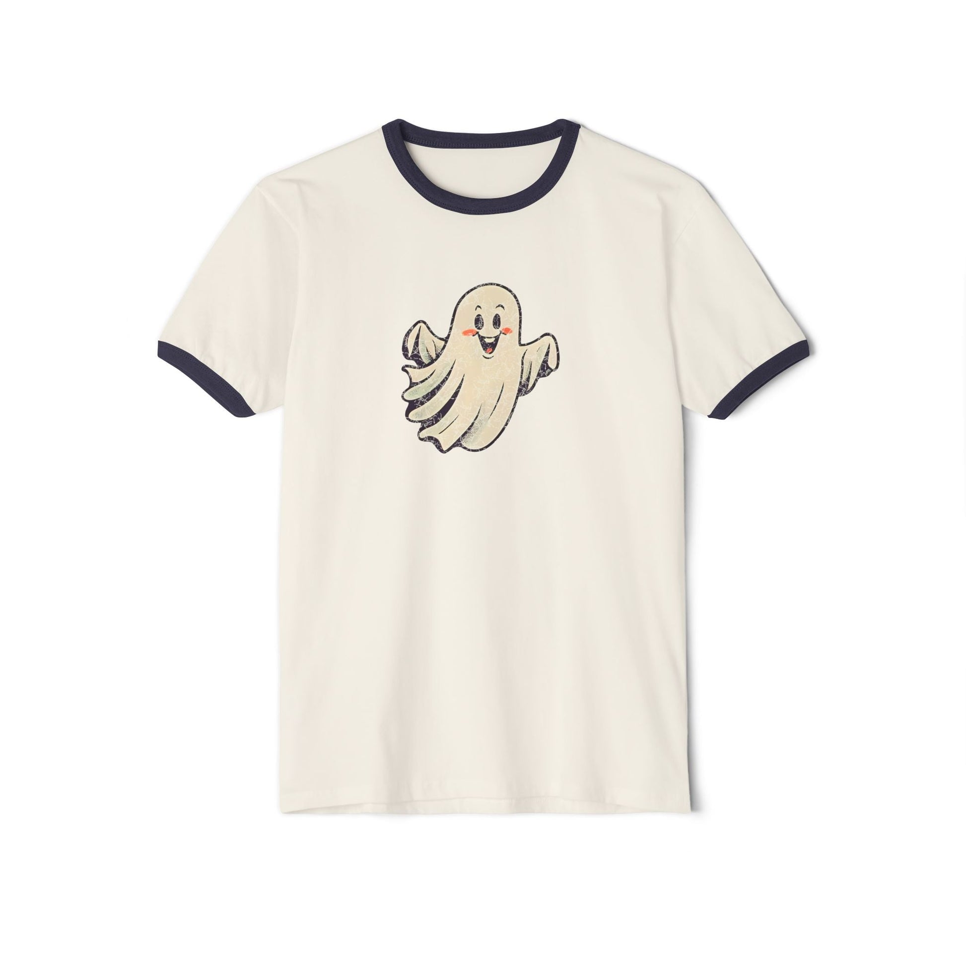 Vintage Ghost Ringer T-Shirt Natural Midnight Navy