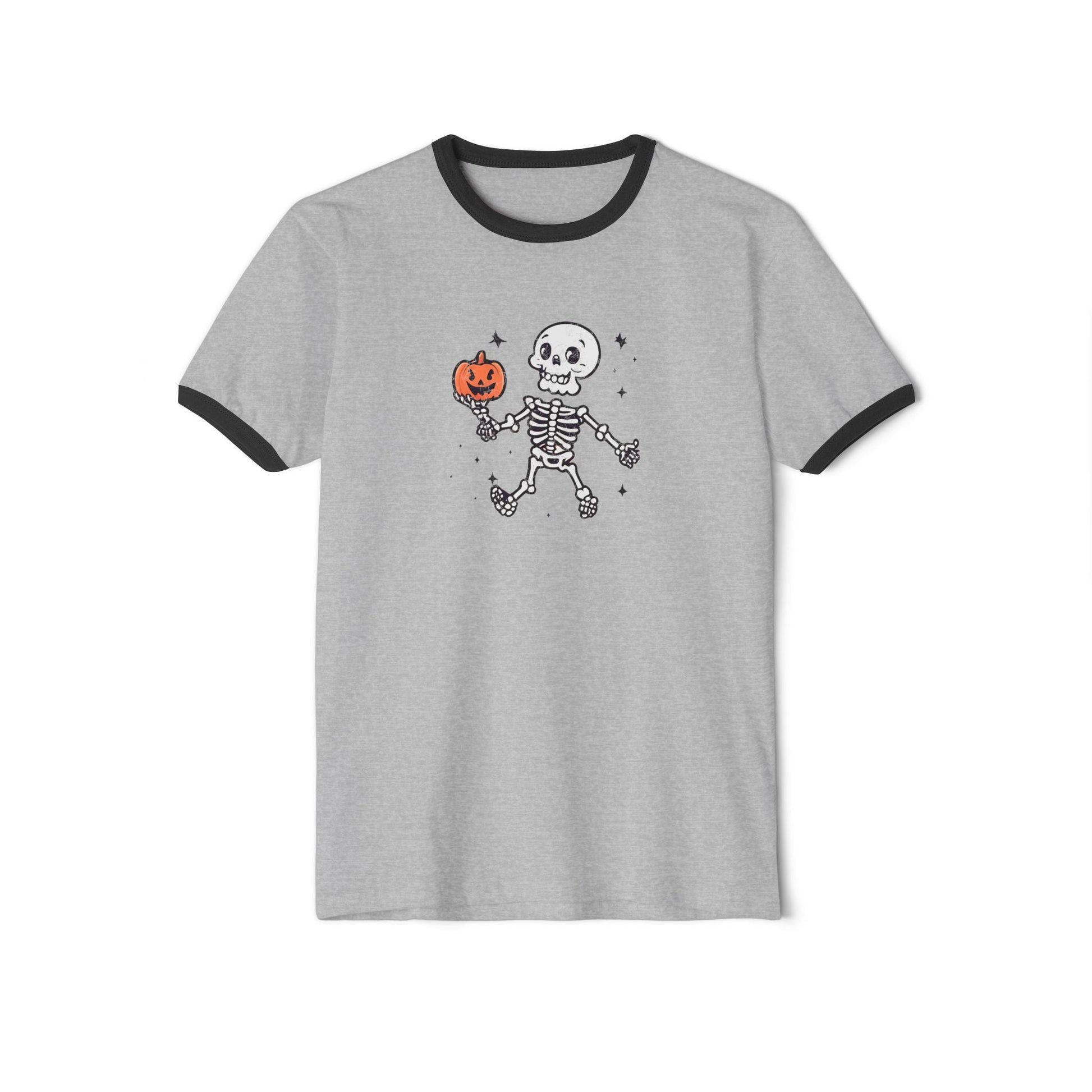 Vintage Skeleton Hamlet Ringer T-Shirt Heather Grey Black