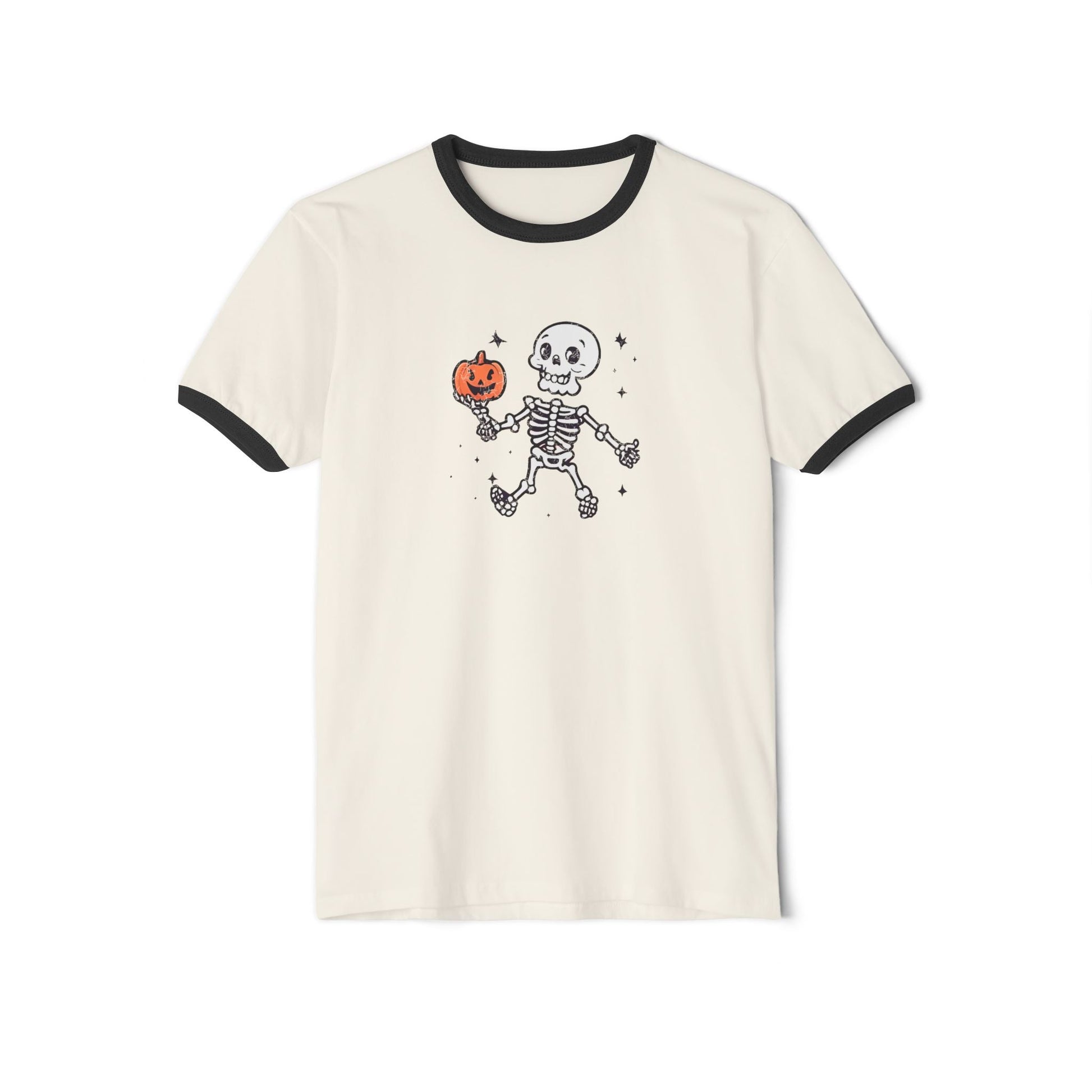 Vintage Skeleton Hamlet Ringer T-Shirt Natural Black