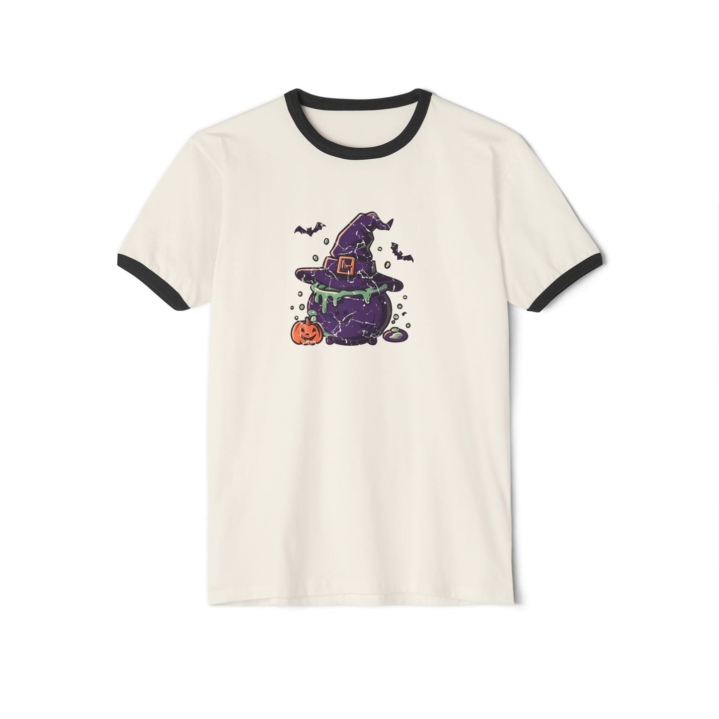 Vintage Witches Brew Ringer T-Shirt Natural Black