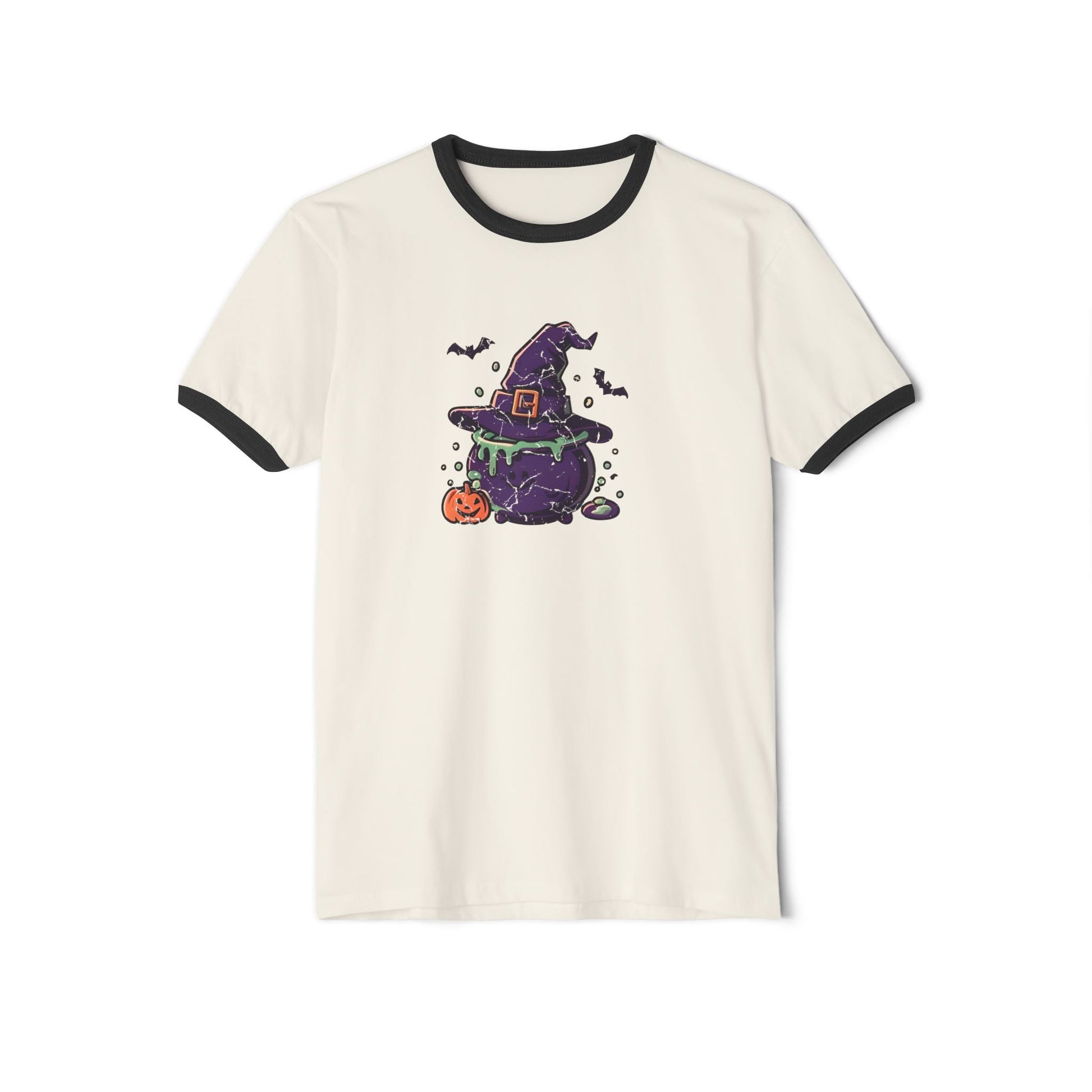 Vintage Witches Brew Ringer T-Shirt Natural Black