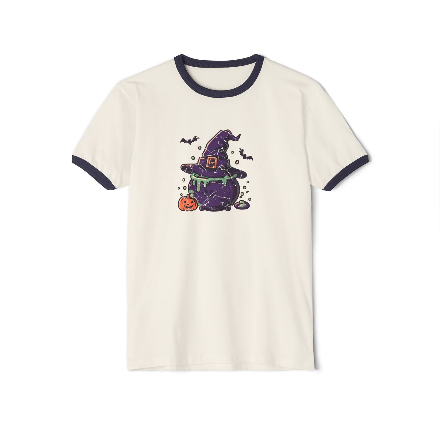 Vintage Witches Brew Ringer T-Shirt Natural Midnight Navy