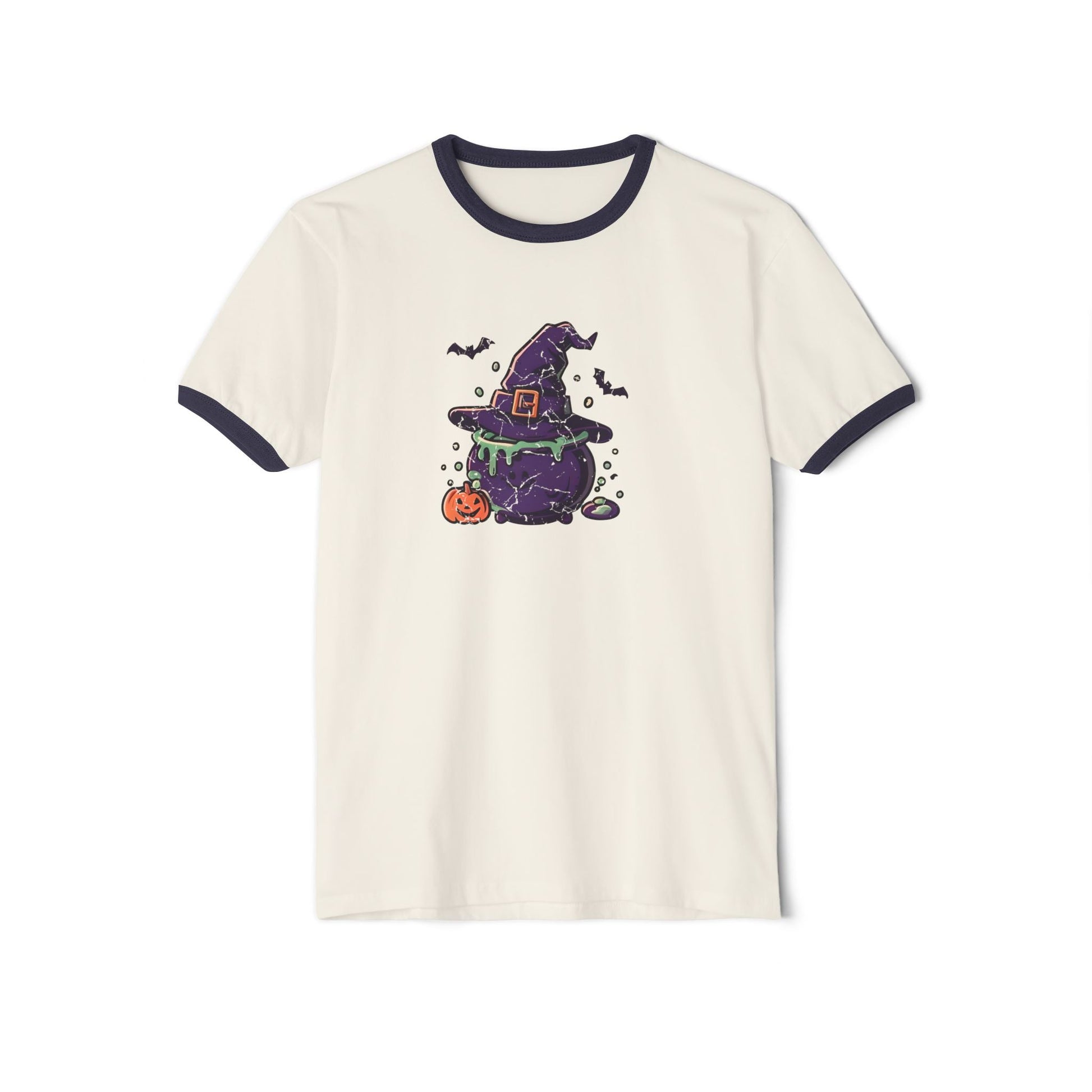 Vintage Witches Brew Ringer T-Shirt Natural Midnight Navy