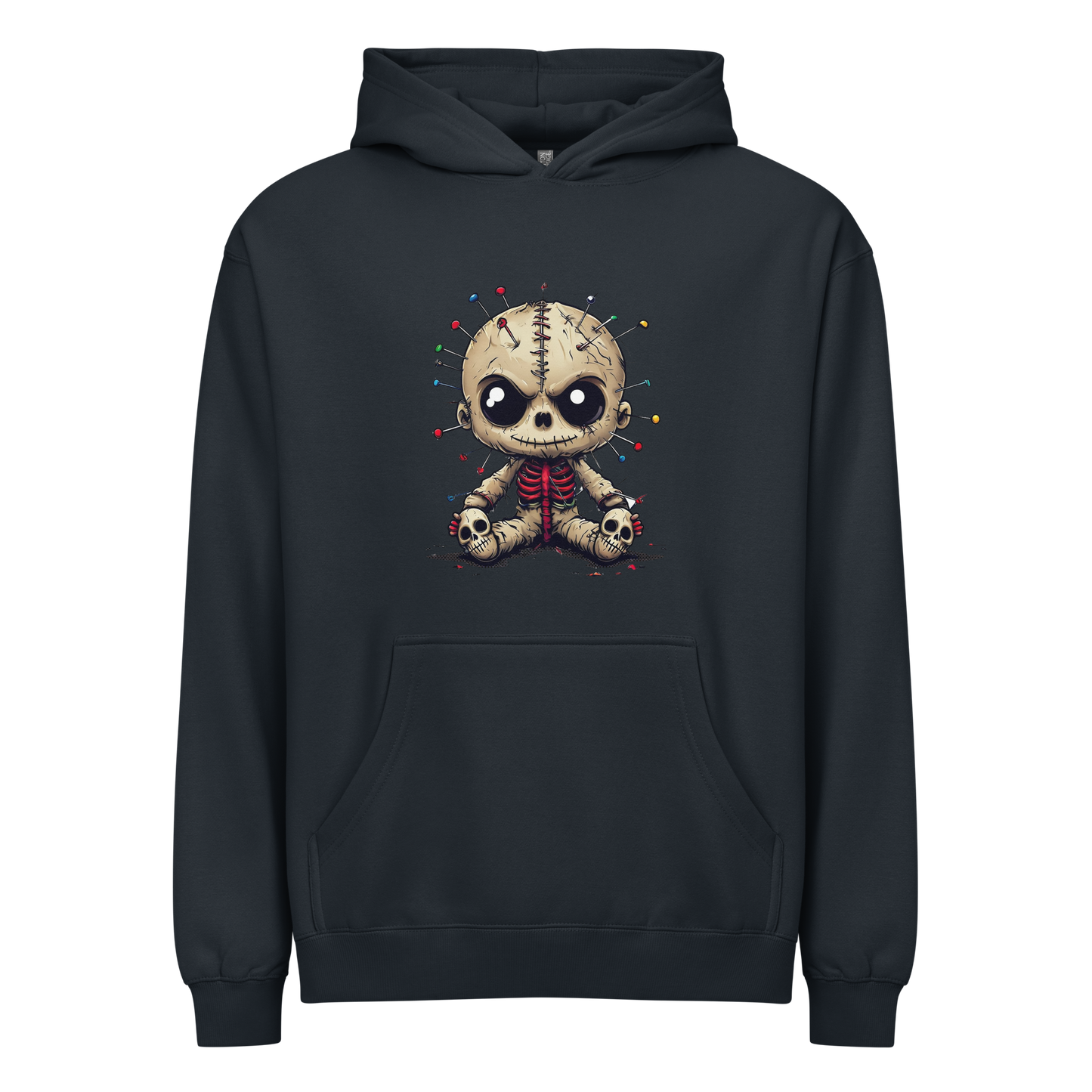 Voodoo Doll Pullover Cotton Hoodie Navy Blazer