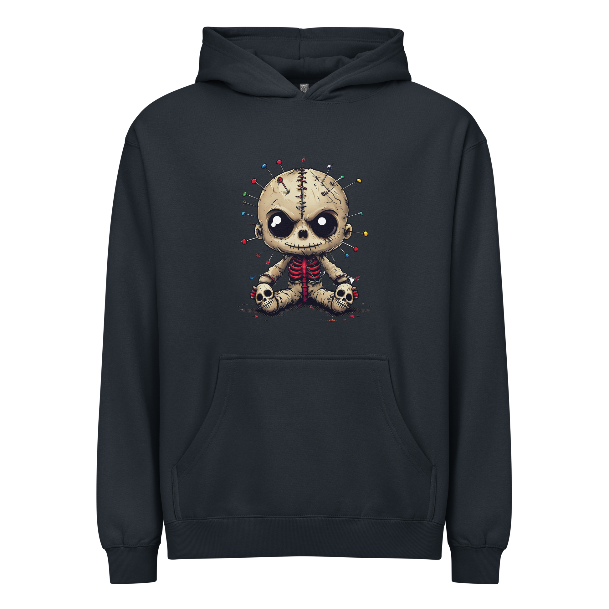 Voodoo Doll Pullover Cotton Hoodie Navy Blazer