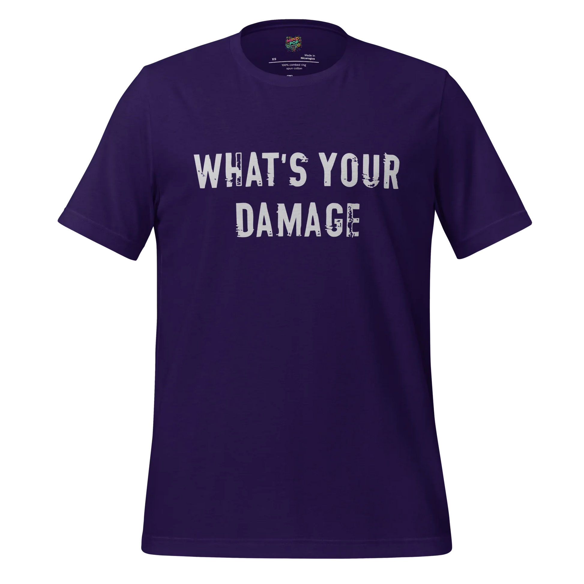 What's Your Damage Shirt Heather Team Purple