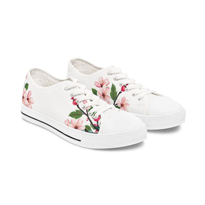 White Wedding Cherry Blossoms Women's Low Top White sole