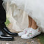 White Wedding Cherry Blossoms Women's Low Top White sole
