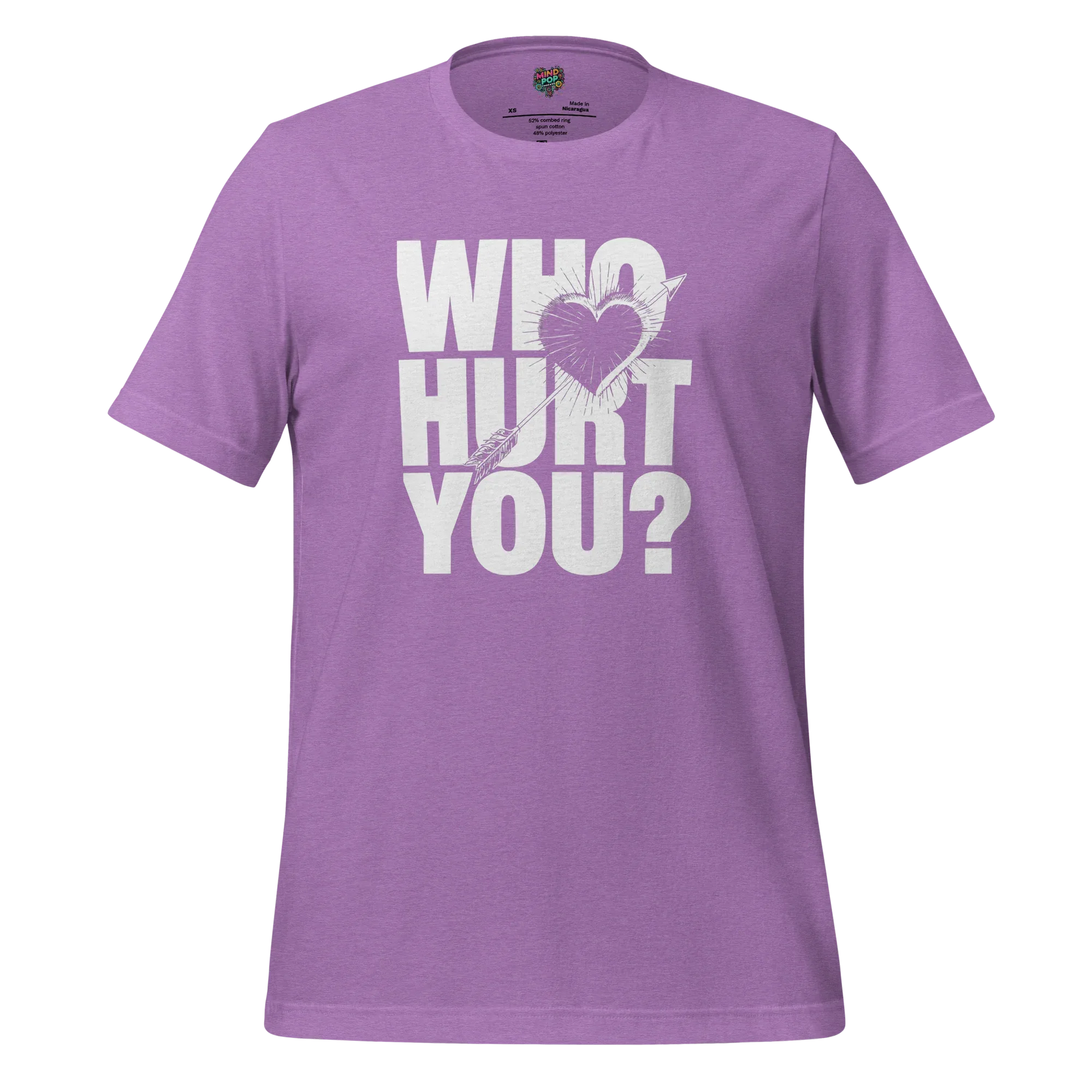 Who Hurt You - Dark Humor Tee Heather Team Purple
