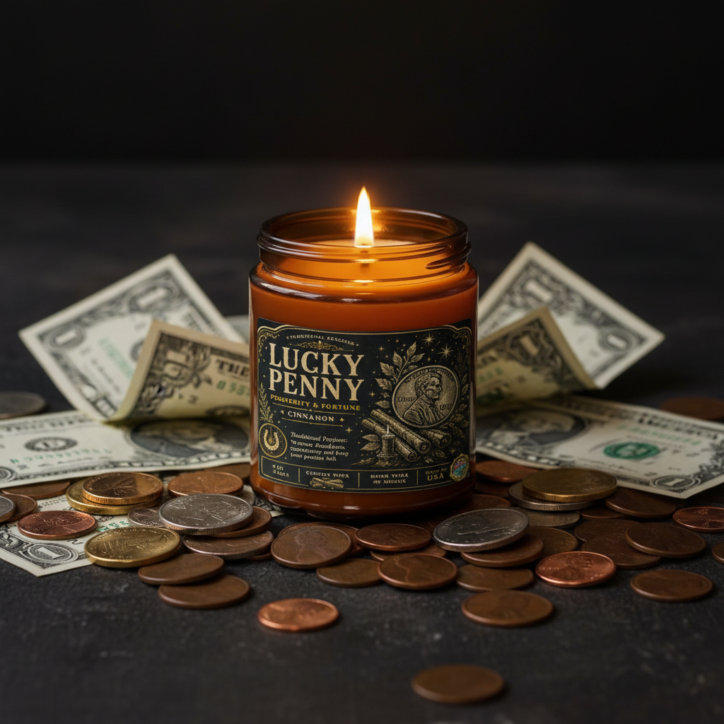 Lucky Penny Amber jar soy candle