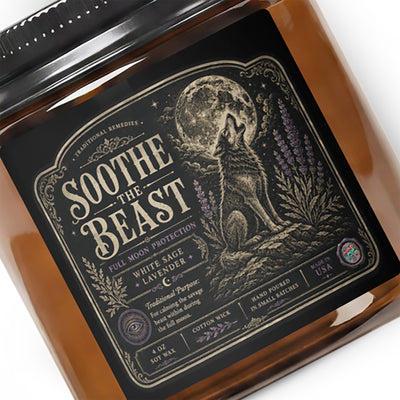 Sooth the Beast lavender amber soy candle, additional view