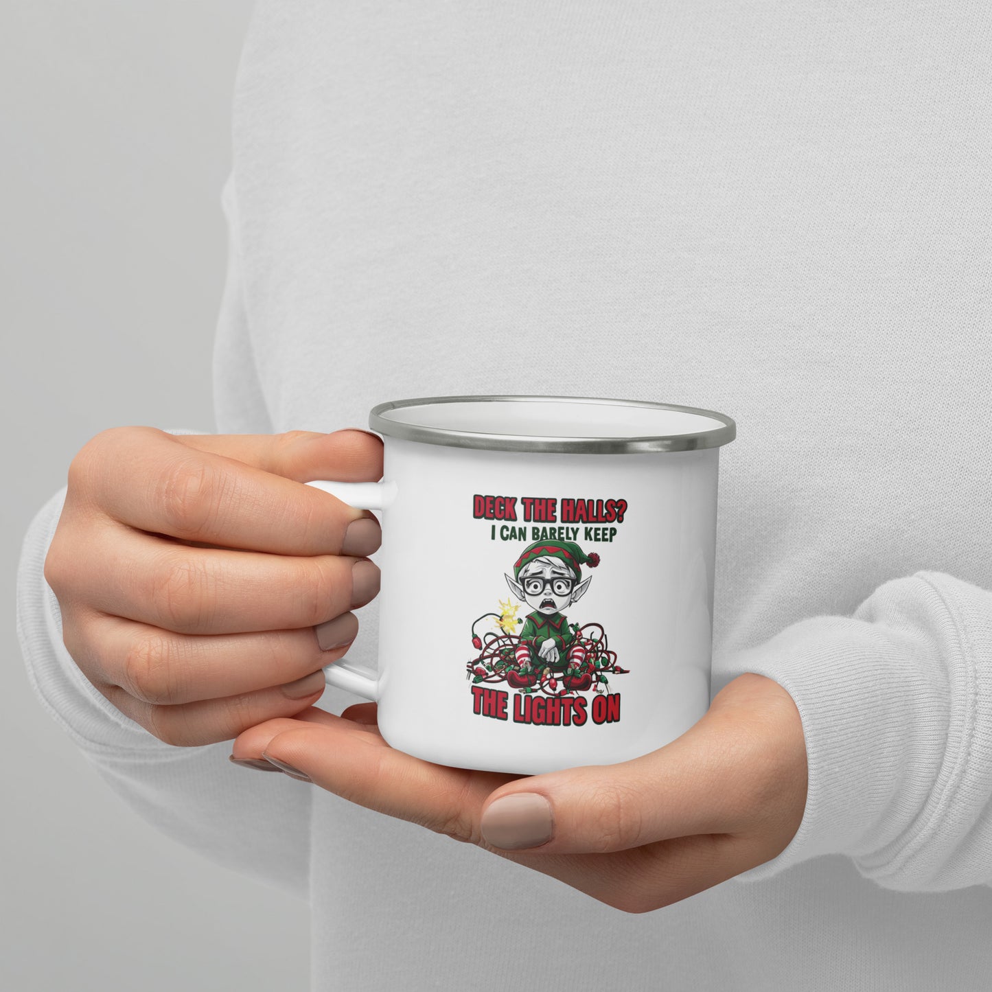 Deck the Halls Funny Christmas Elf Camp Mug