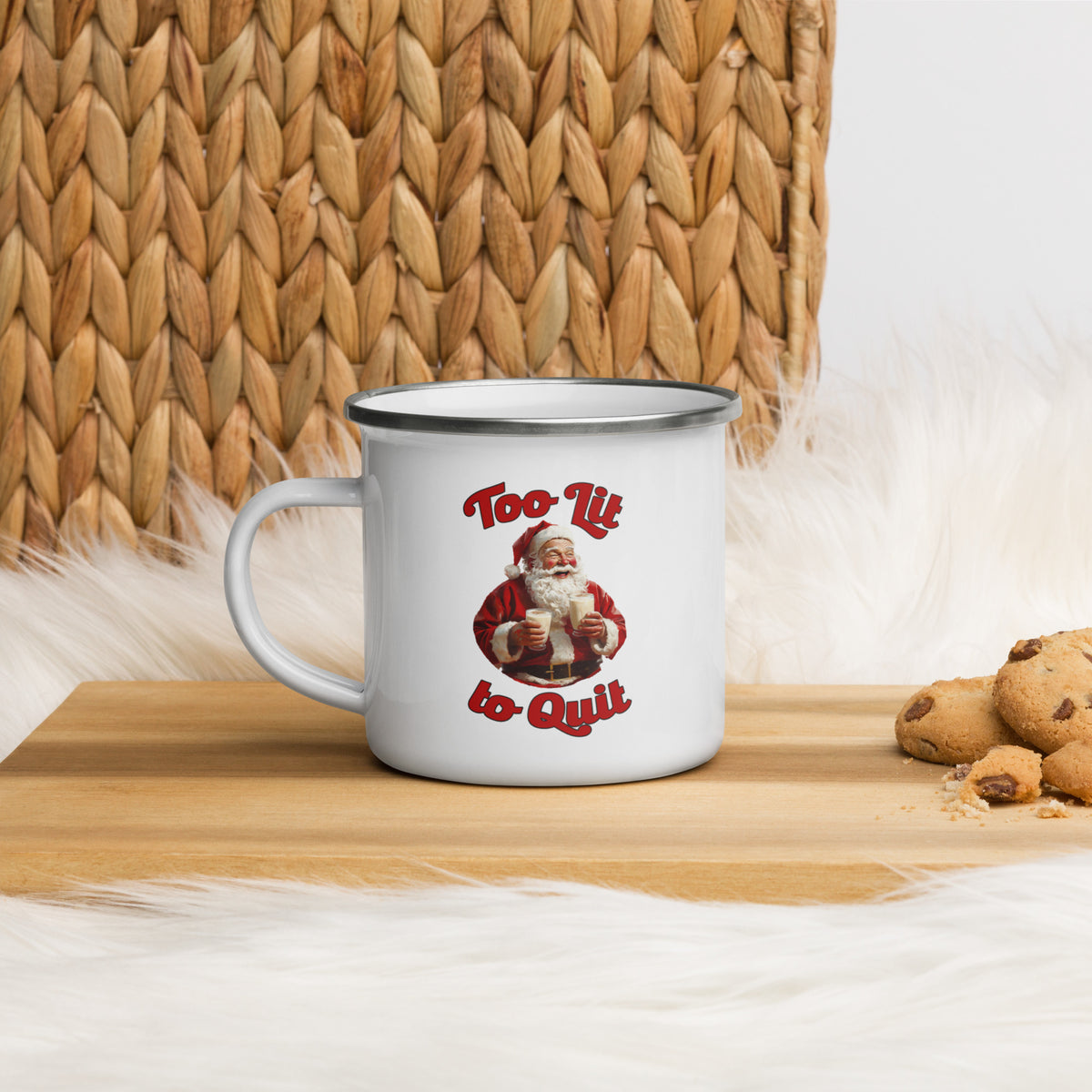 Too Lit to Quit Funny Santa Christmas Mug