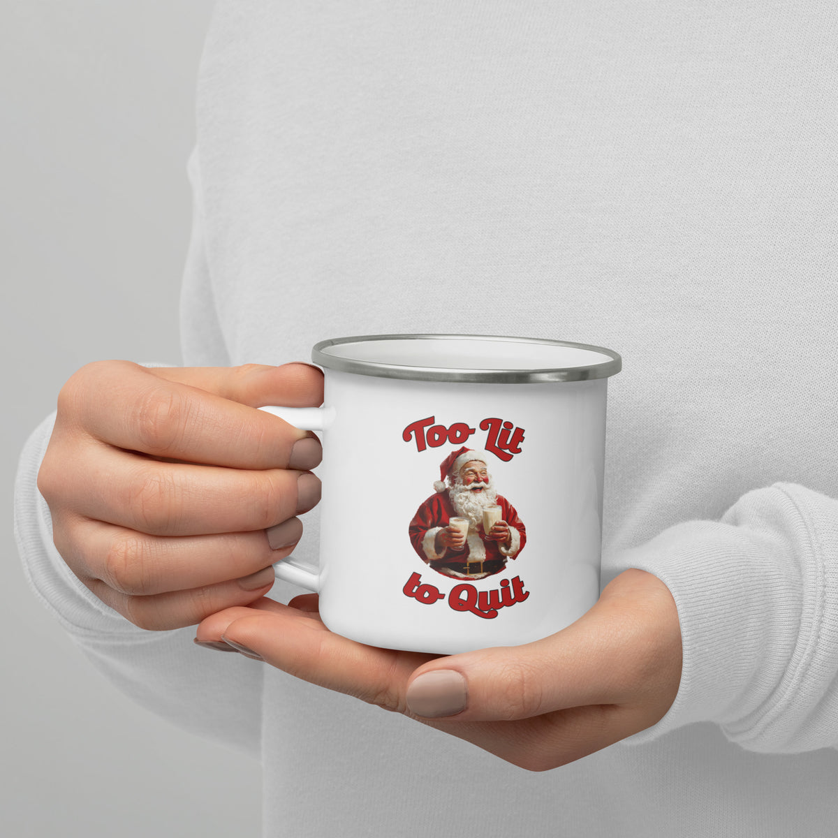 Too Lit to Quit Funny Santa Christmas Mug