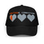 Embroidered foam trucker hat with retro gaming health bar design