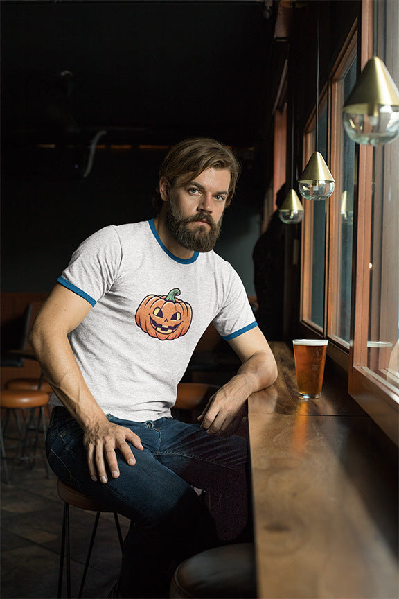 Vintage pumpkin graphic ringer tee