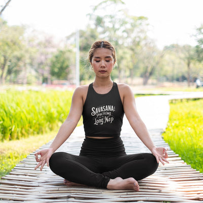 Practicing for the long Nap Womens Yoga Organic Ribbed Cropped Tank