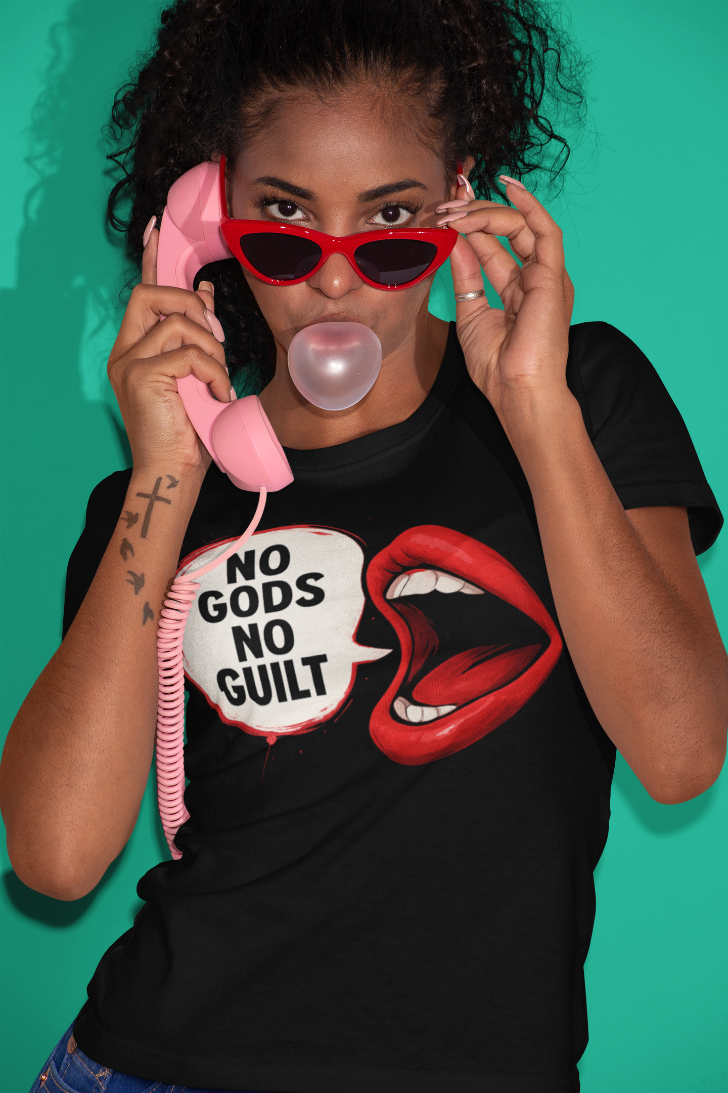 t-shirt-mockup-of-an-cool-woman-blowing-bubble-gum-21897a