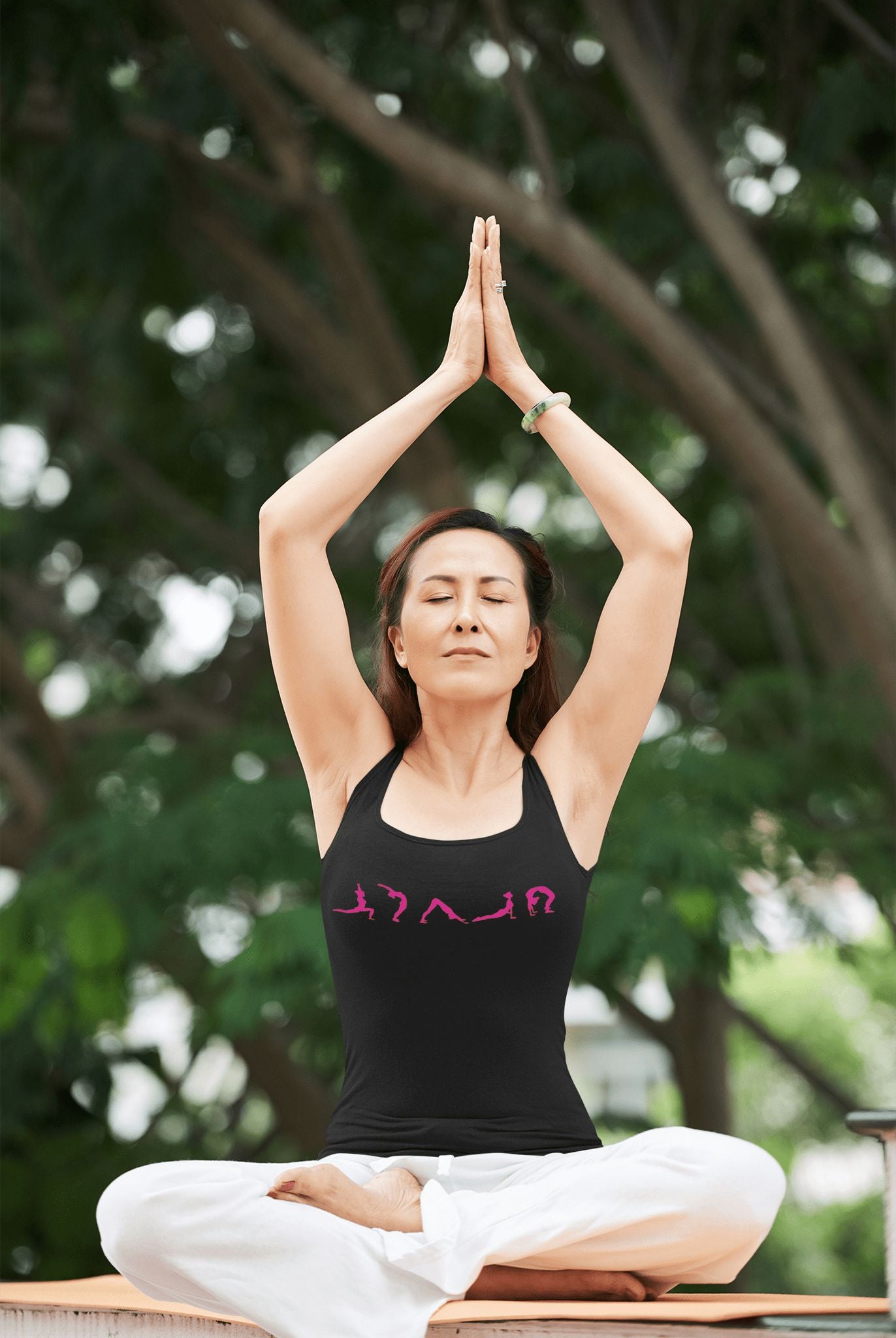 Yoga Pose Silhouette Long Fitted Studio Tank
